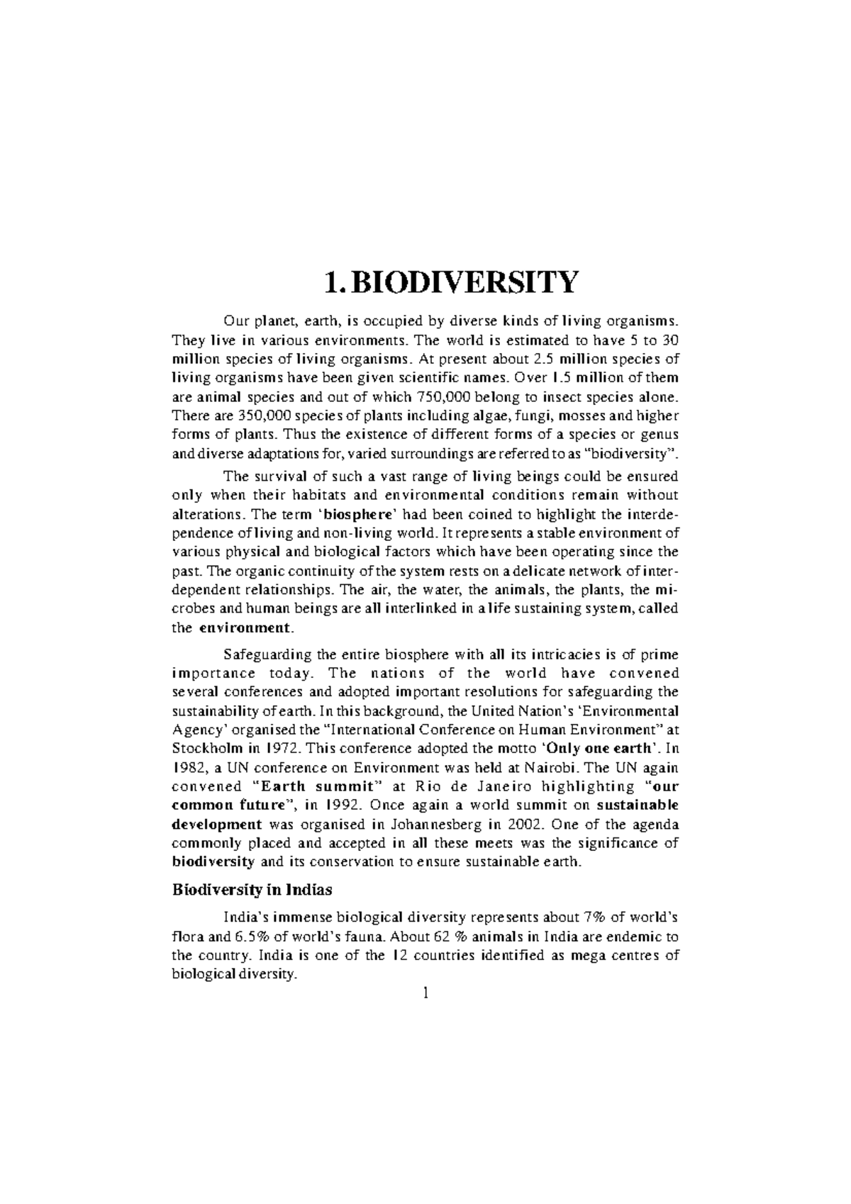 Biodiversity 1 - Notes - 1. BIODIVERSITY Our Planet, Earth, Is Occupied ...