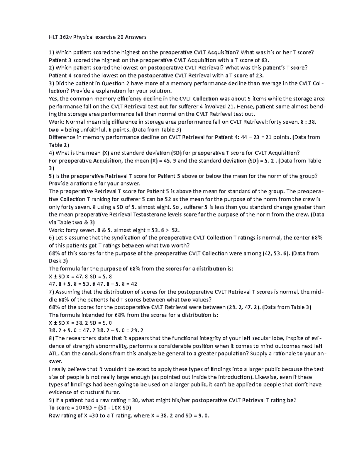 HLT 362 v Exercise 20 Answers-All correct Latest W1 - HLT 362v Physical ...
