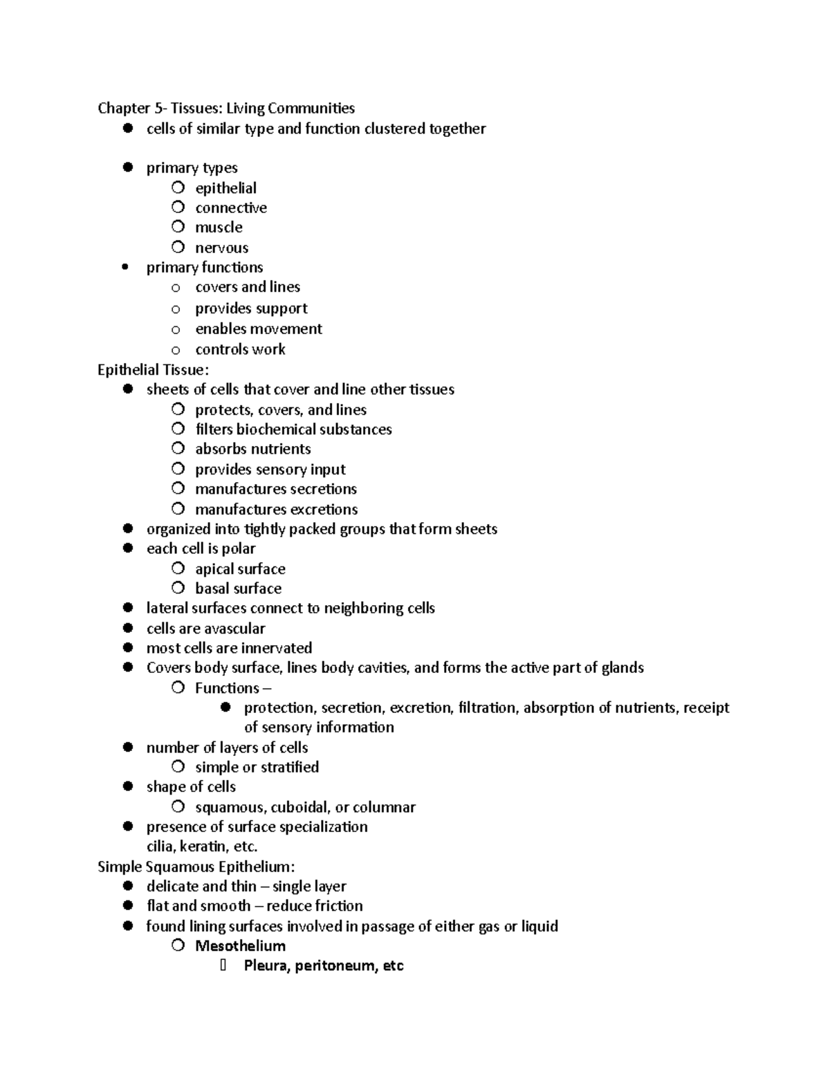 Anatomy Chapter 5 - Tissues: Living Communities - Chapter 5- Tissues ...