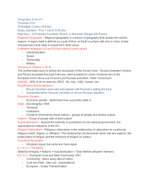 Geography Final Exam Study Guide - Geography Exam # Australia ...