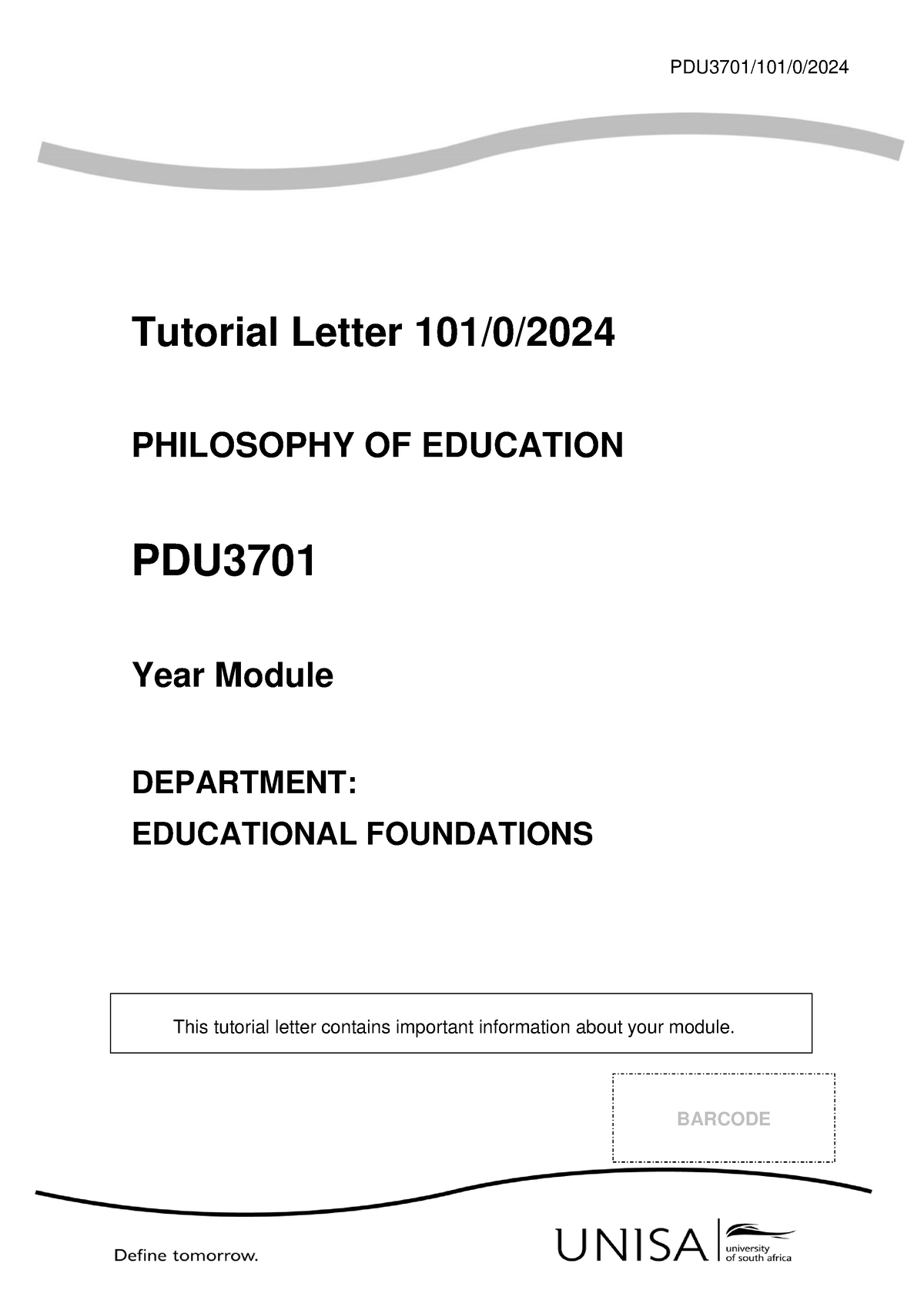 PDU3701 101 2020 3 B - Tutorial - PDU3701/101/0/ 2024 Tutorial Letter ...