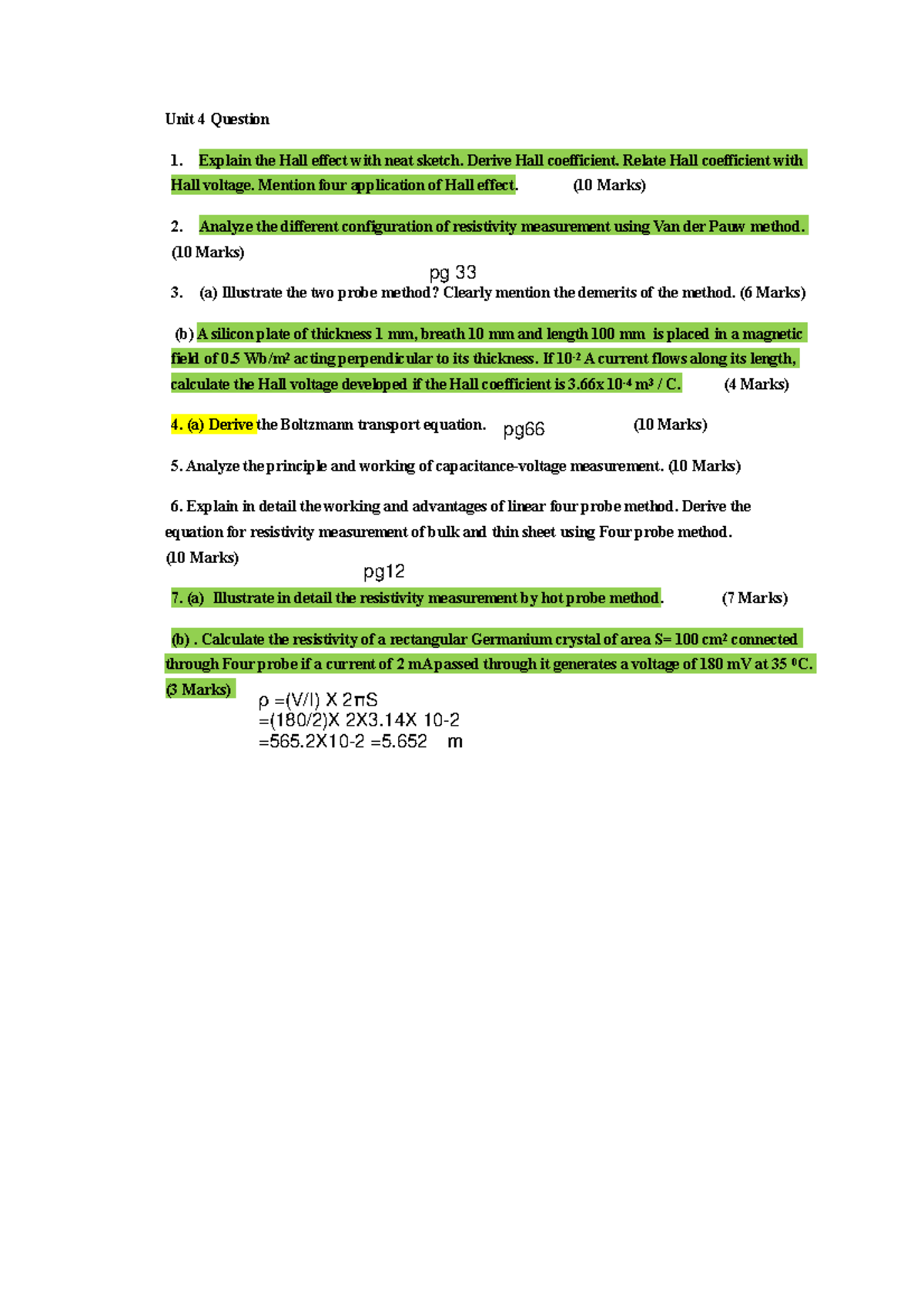 Unit 4 Question Bank ct3 - Unit 4 Question 1. Explain the Hall effect ...