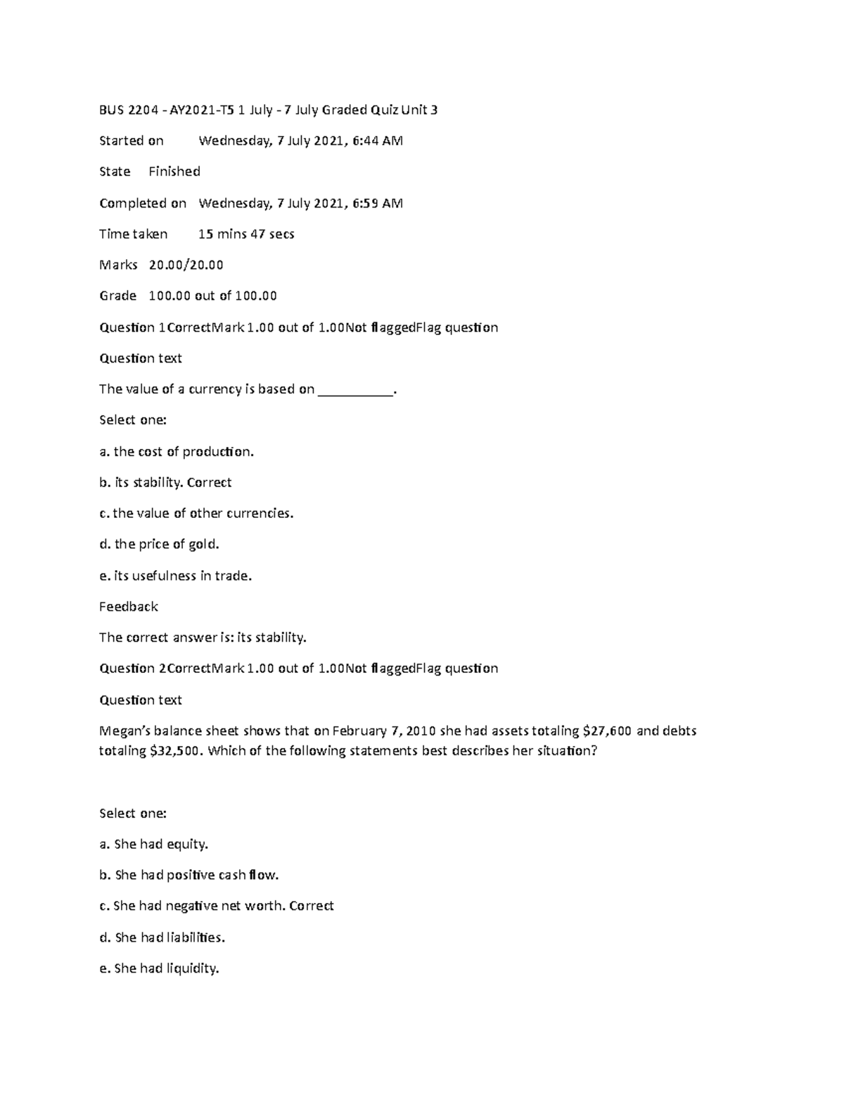 Personal Finance BUS 2204BUS 2204 Self BUS 2204 Graded Quizzes Unit 3 ...