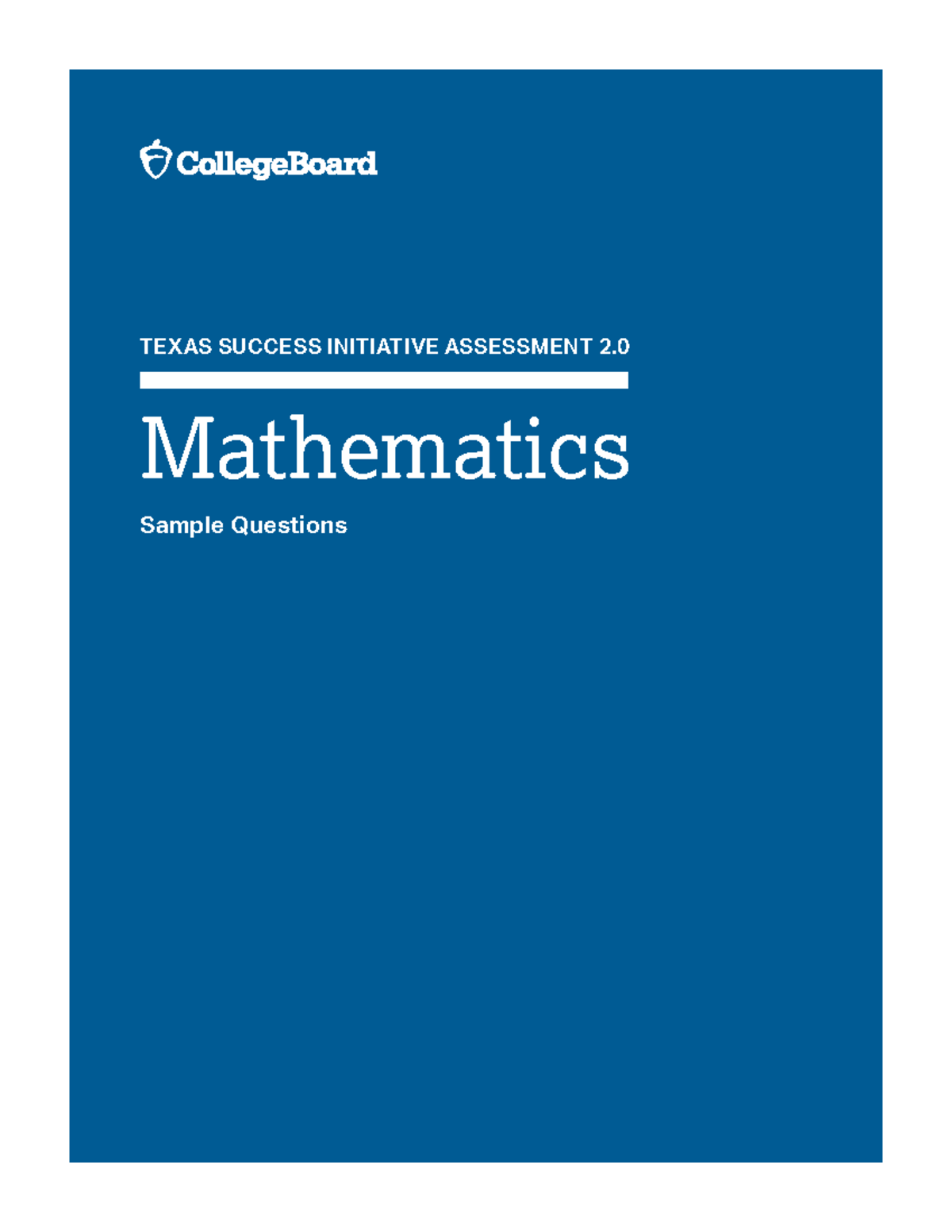 Tsia2 Mathematics Sample Questions - ####### TEXAS SUCCESS INITIATIVE ...