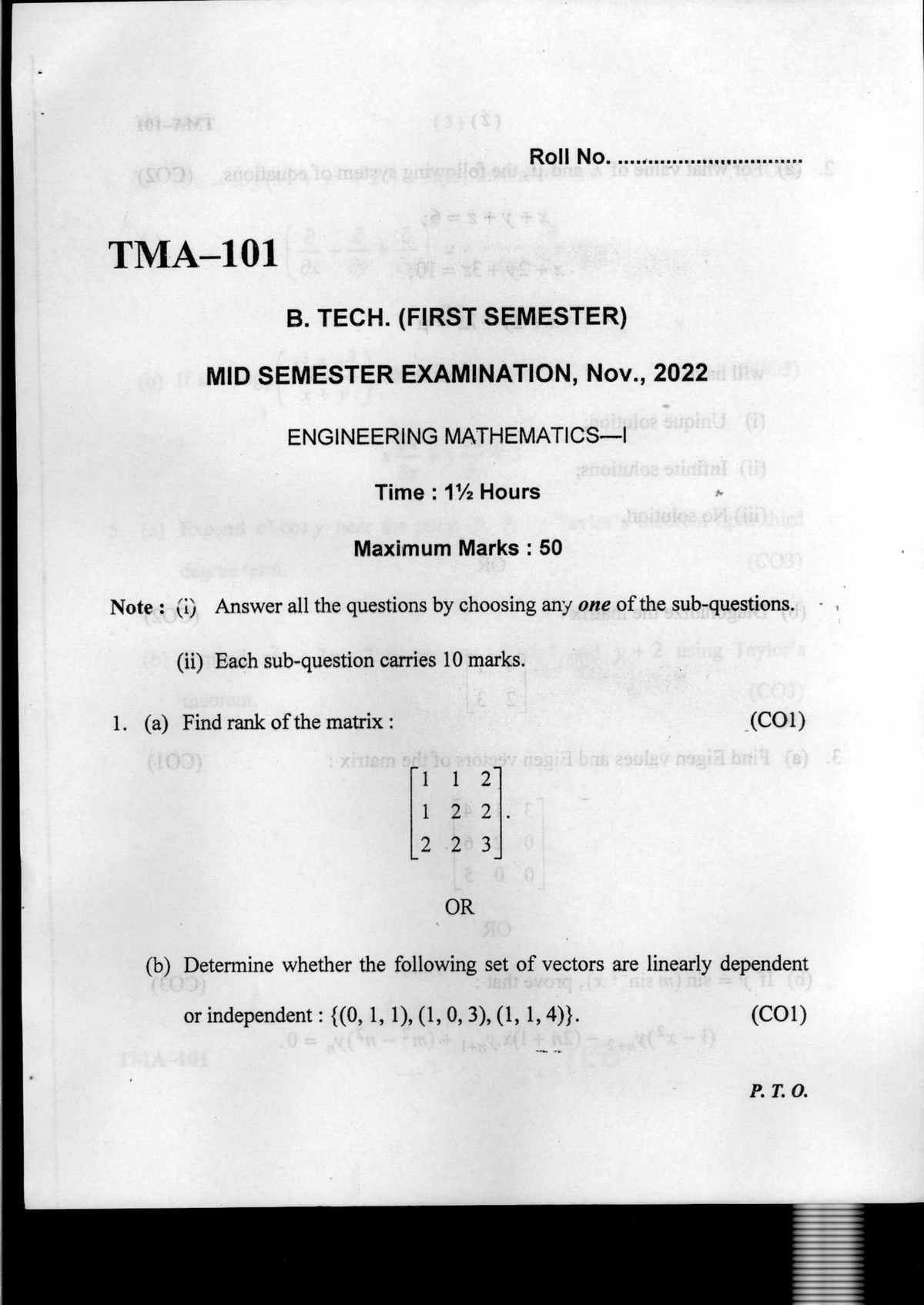 1ST SEM MID TERM 2022 B - Btech Cse - Studocu