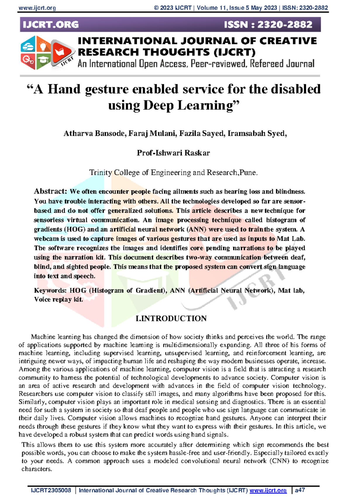 A Hand gesture enabled service for the disabled using Deep Learning ...