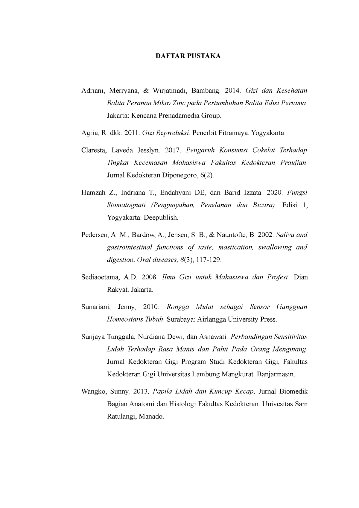 Daftar Pustaka Laporan Praktikum Daftar Pustaka Adriani Merryana