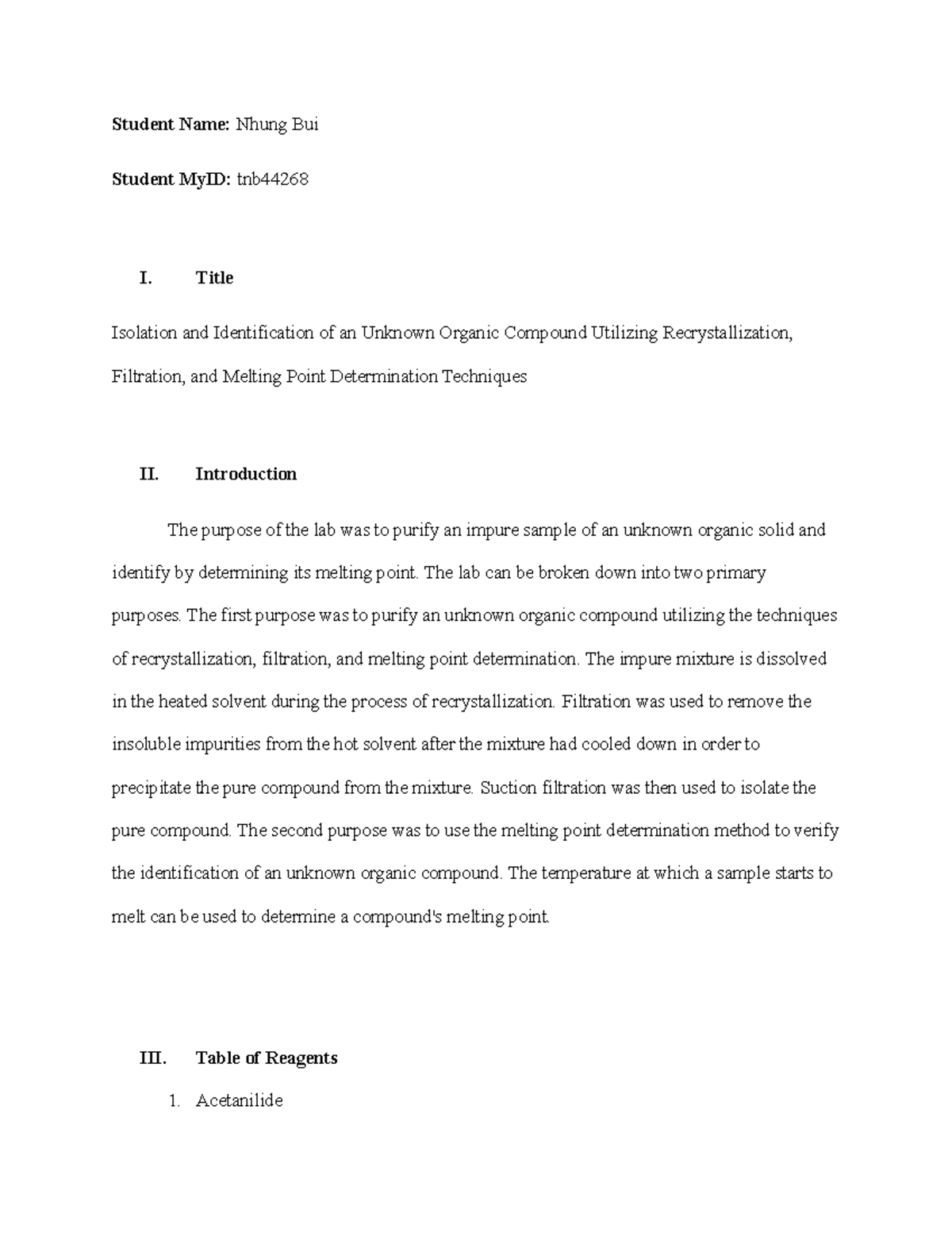 Experiment 1 Pre-Lab - Student Name: Nhung Bui Student MyID: tnb I ...