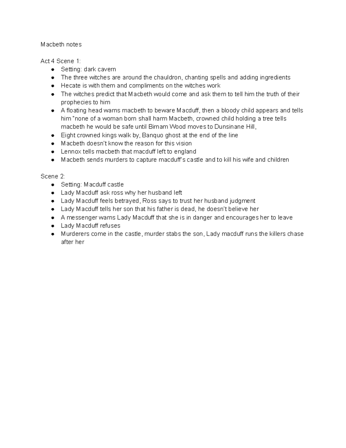 Copy of Copy of Emma Diaz - Homework - Macbeth notes Act 4 Scene 1 ...