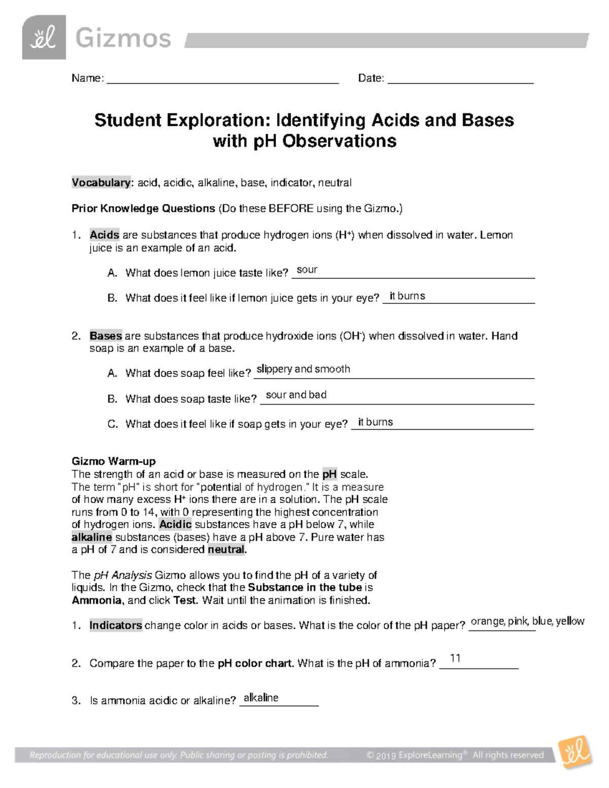 Kami Export - Student Exploration.Identifying Acids and Bases - 2019 ...
