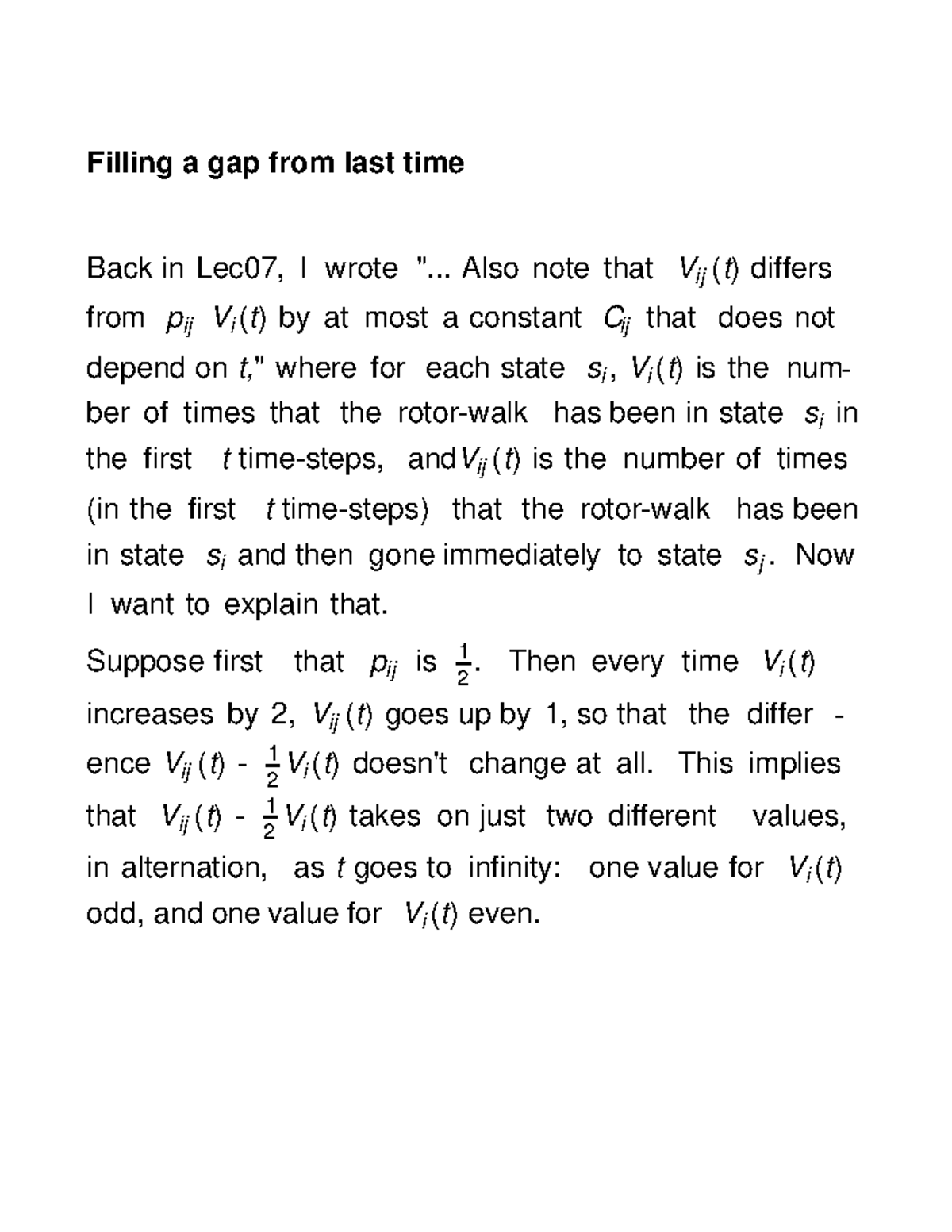 Lec08 Filling A Gap From Last Time Random Walks In One Dimension Studocu