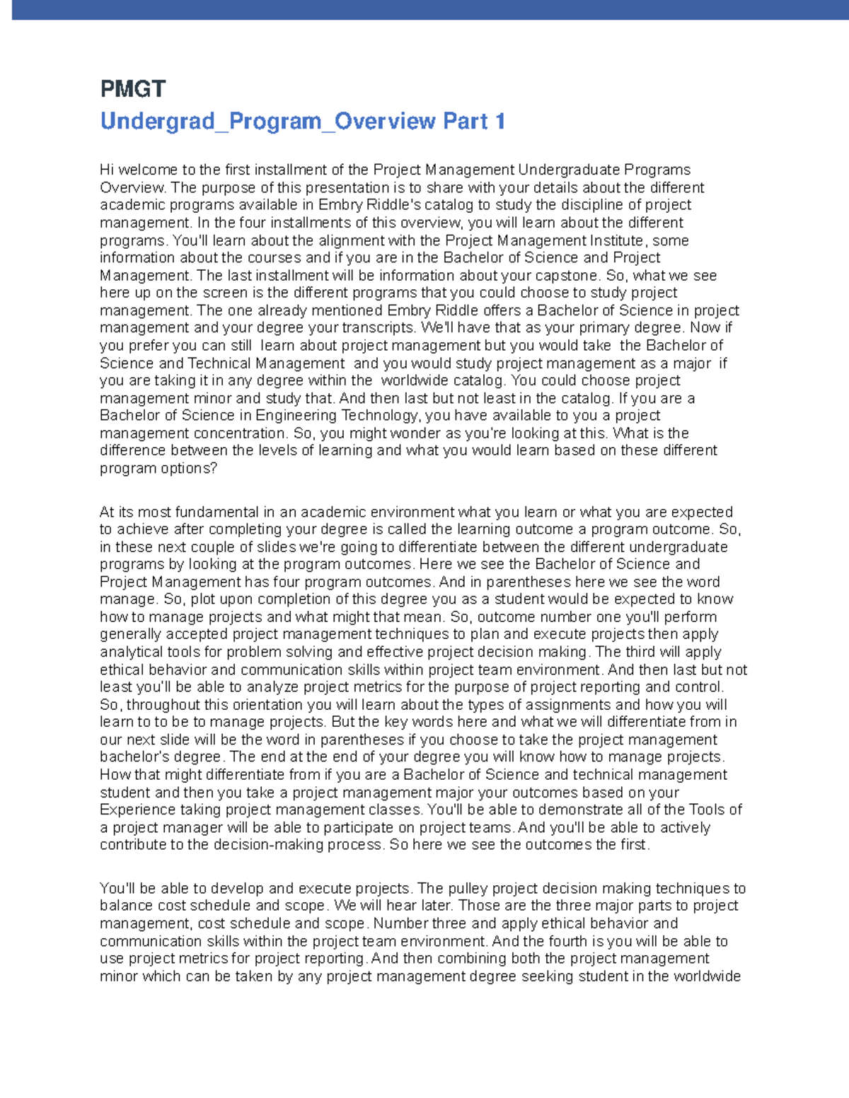 Undergrad Program Overview Part 1 - PMGT Undergrad_Program_Overview ...