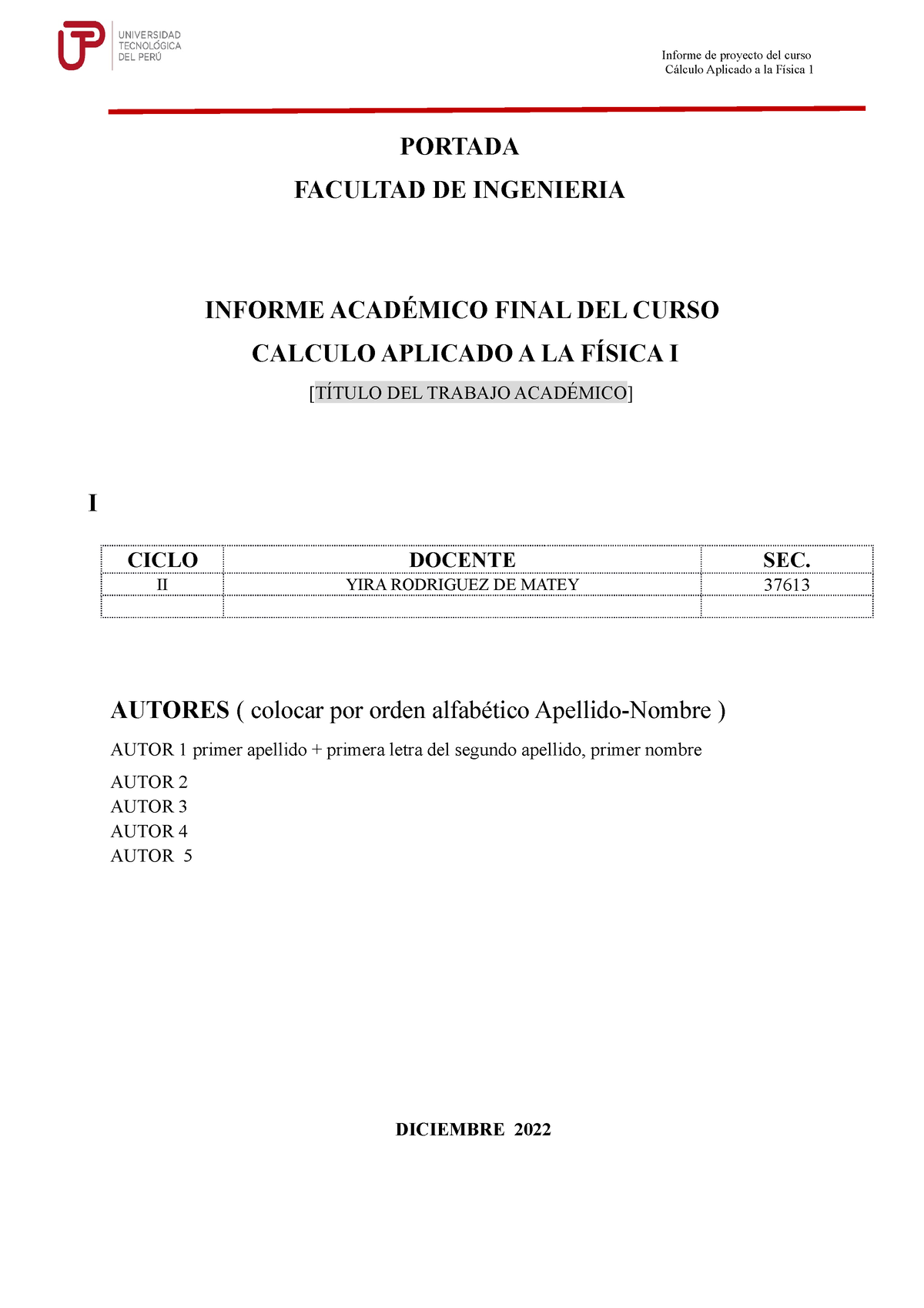 Informe Del Proyecto Utp Caf Informe De Proyecto Del