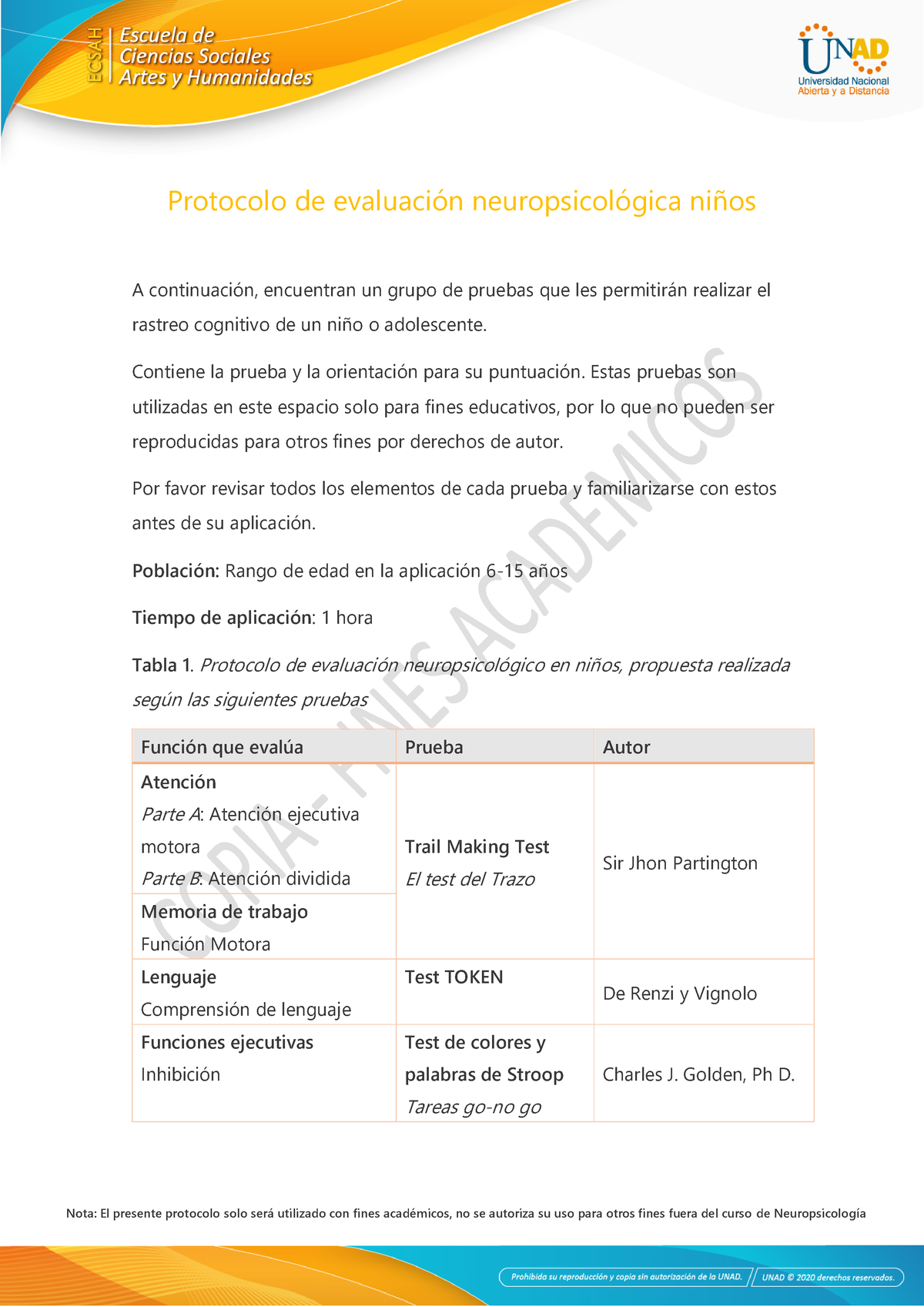 Anexo 4. Protocolo Neuropsicológico Niños - Protocolo De Evaluación ...