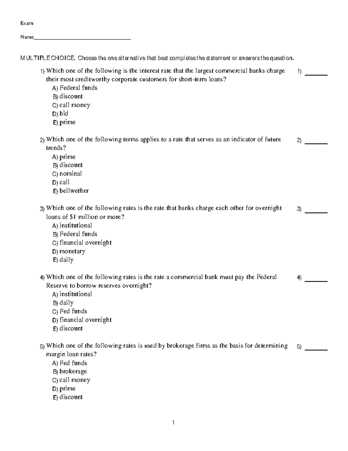 Chapter 9 - Test banks - Exam Name ...