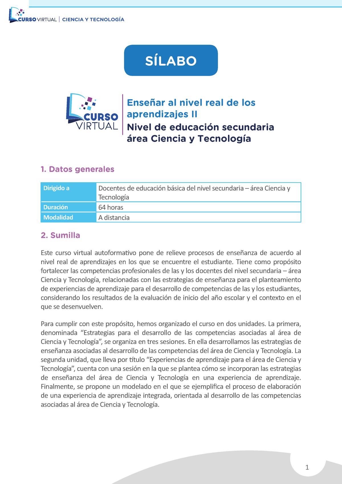 1. Sílabo CT ENRA II - Silabo - SÍLABO 1. Datos Generales Dirigido A ...