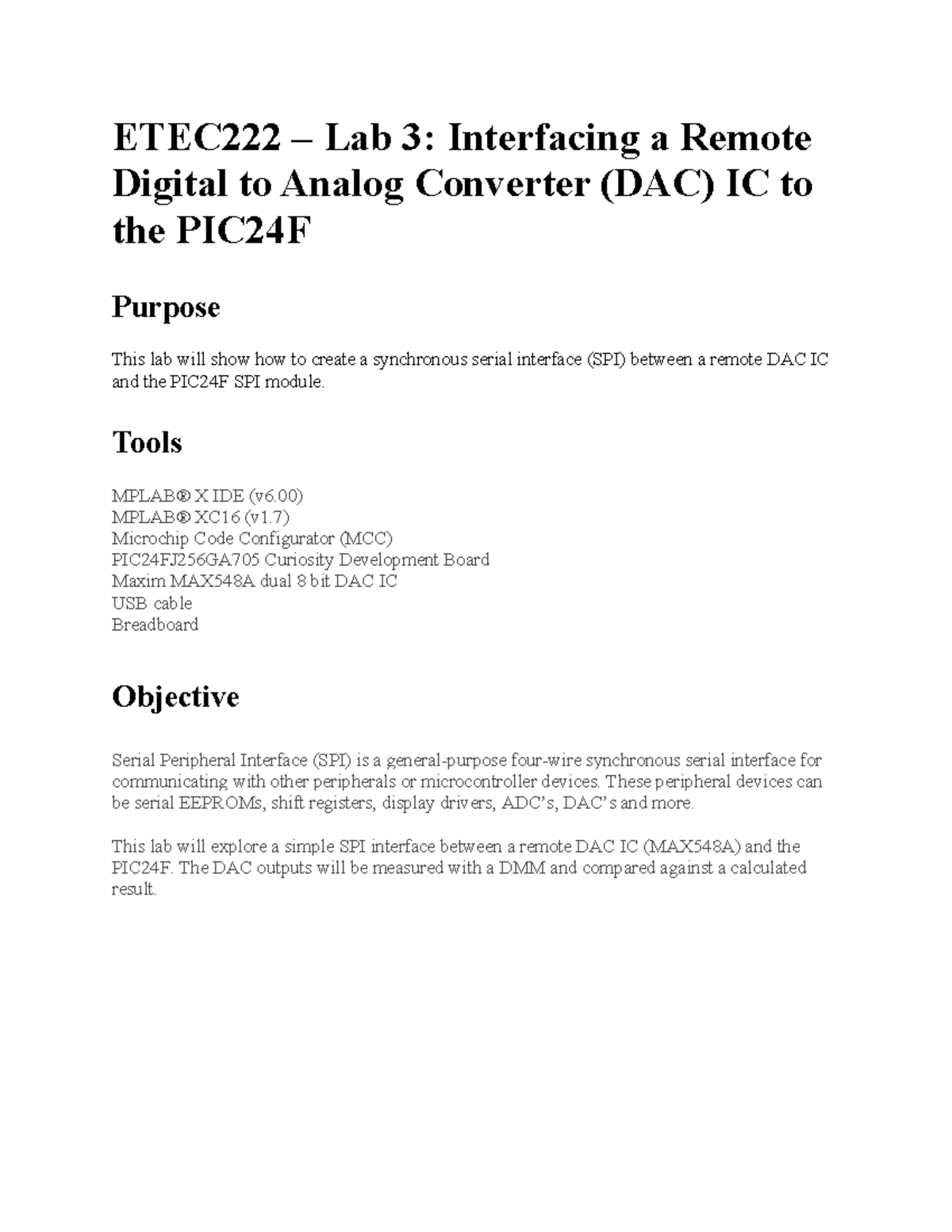 Lab3 - Laboratory work - ETEC222 – Lab 3: Interfacing a Remote Digital ...