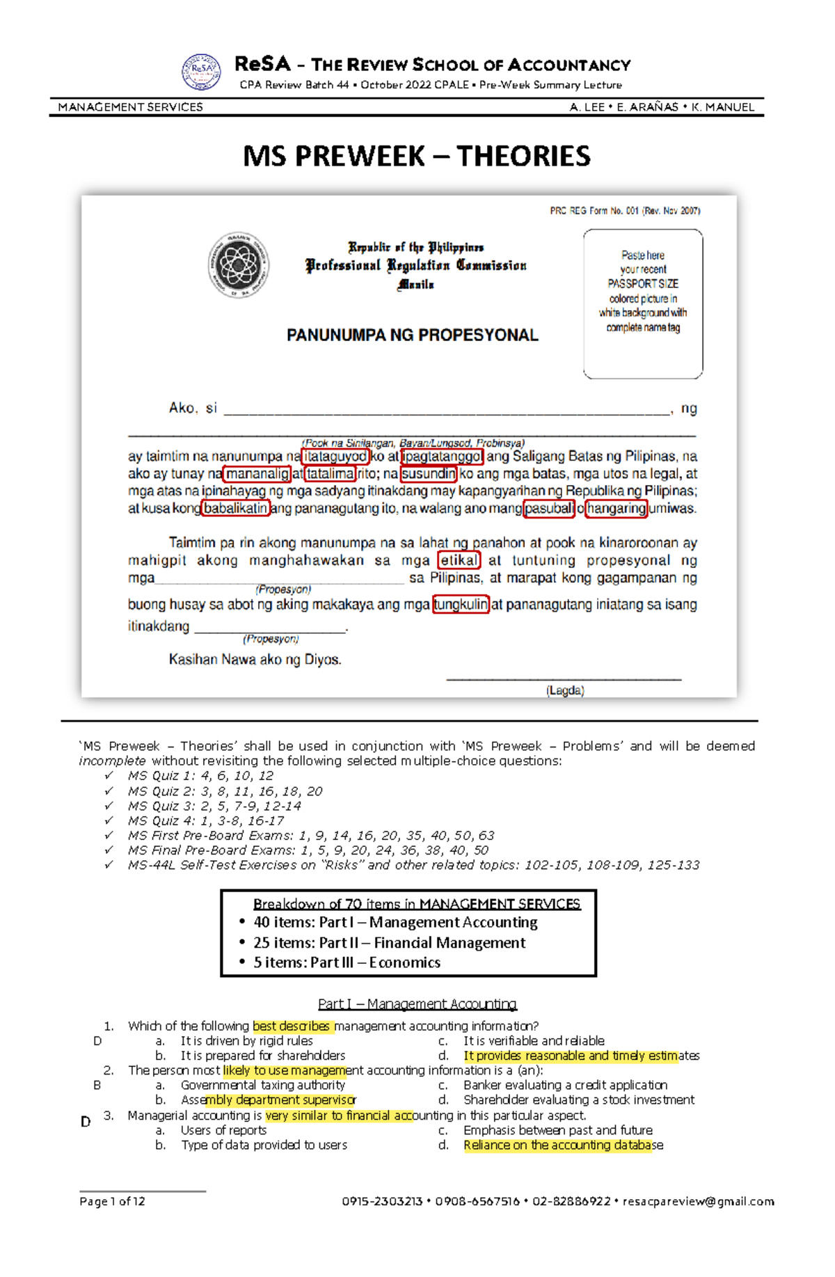 MS Preweek Theories B44 - ReSA - THE REVIEW SCHOOL OF ACCOUNTANCY CPA ...