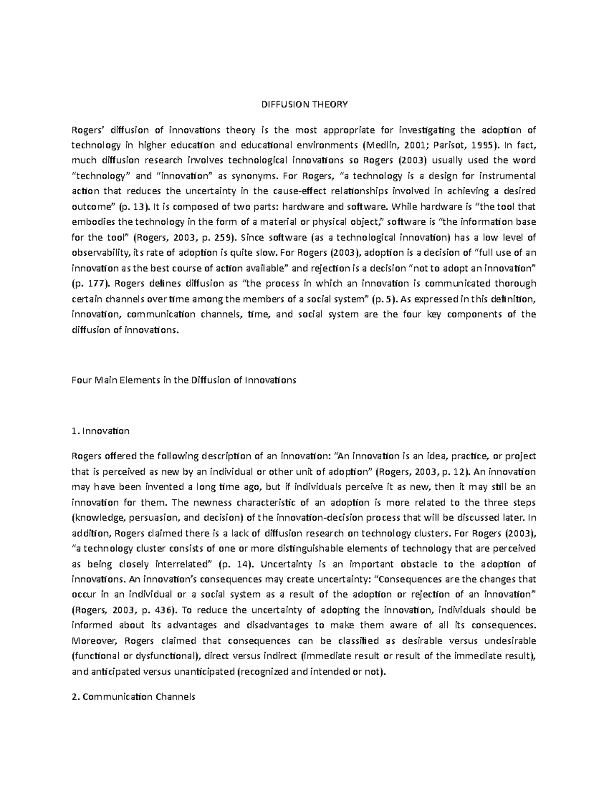 Diffusion Theor-WPS Office - DIFFUSION THEORY Rogers’ diffusion of ...