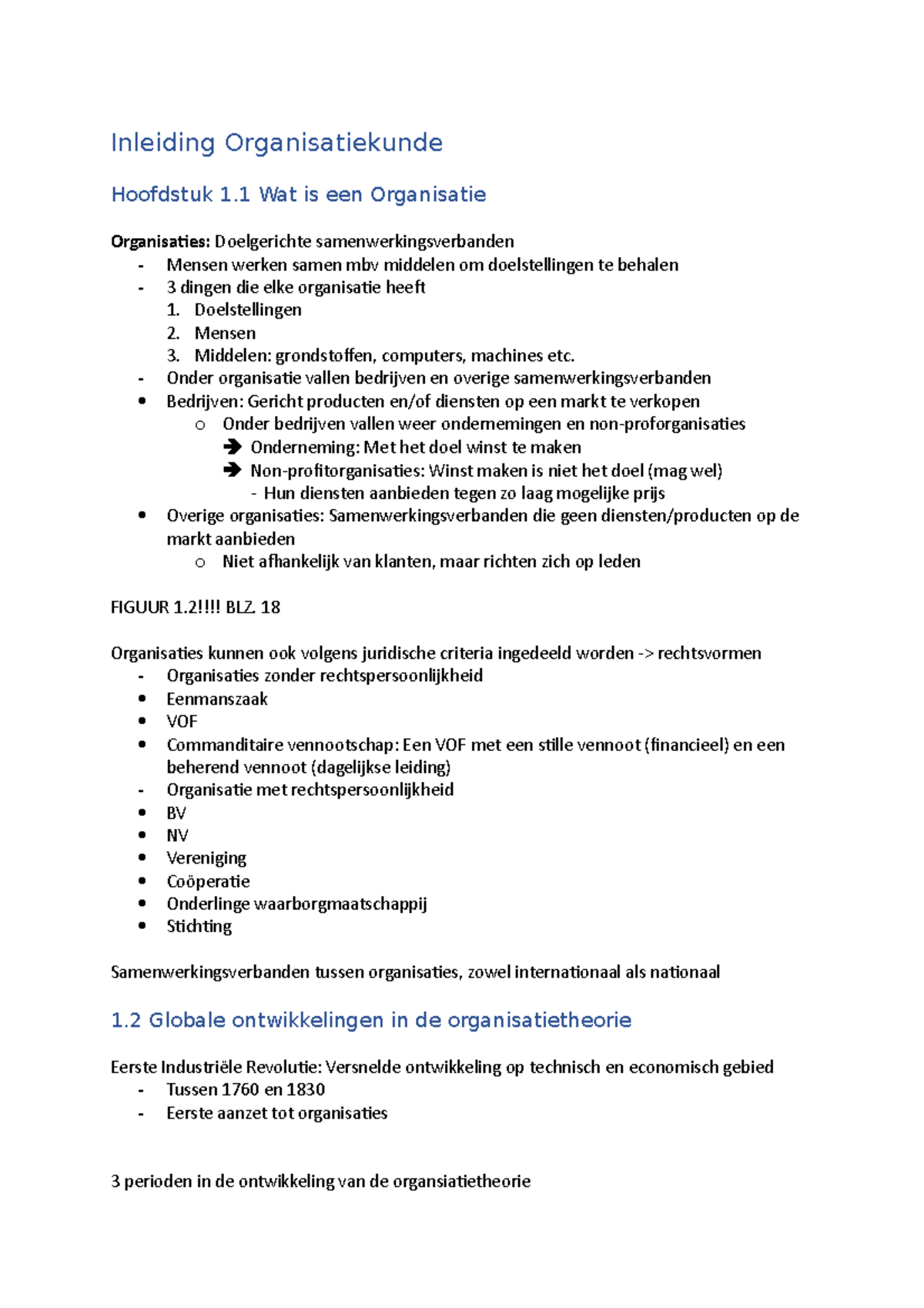 Inleiding Organisatiekunde Samenvatting H1-6 - Inleiding ...