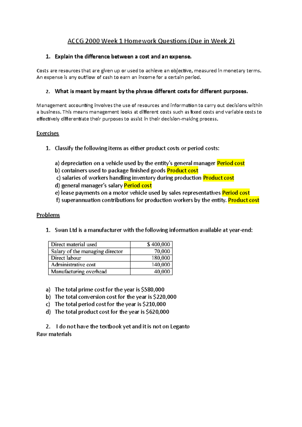 ACCG 2000 Week 1 Homework Questions - ACCG 2000 Week 1 Homework ...