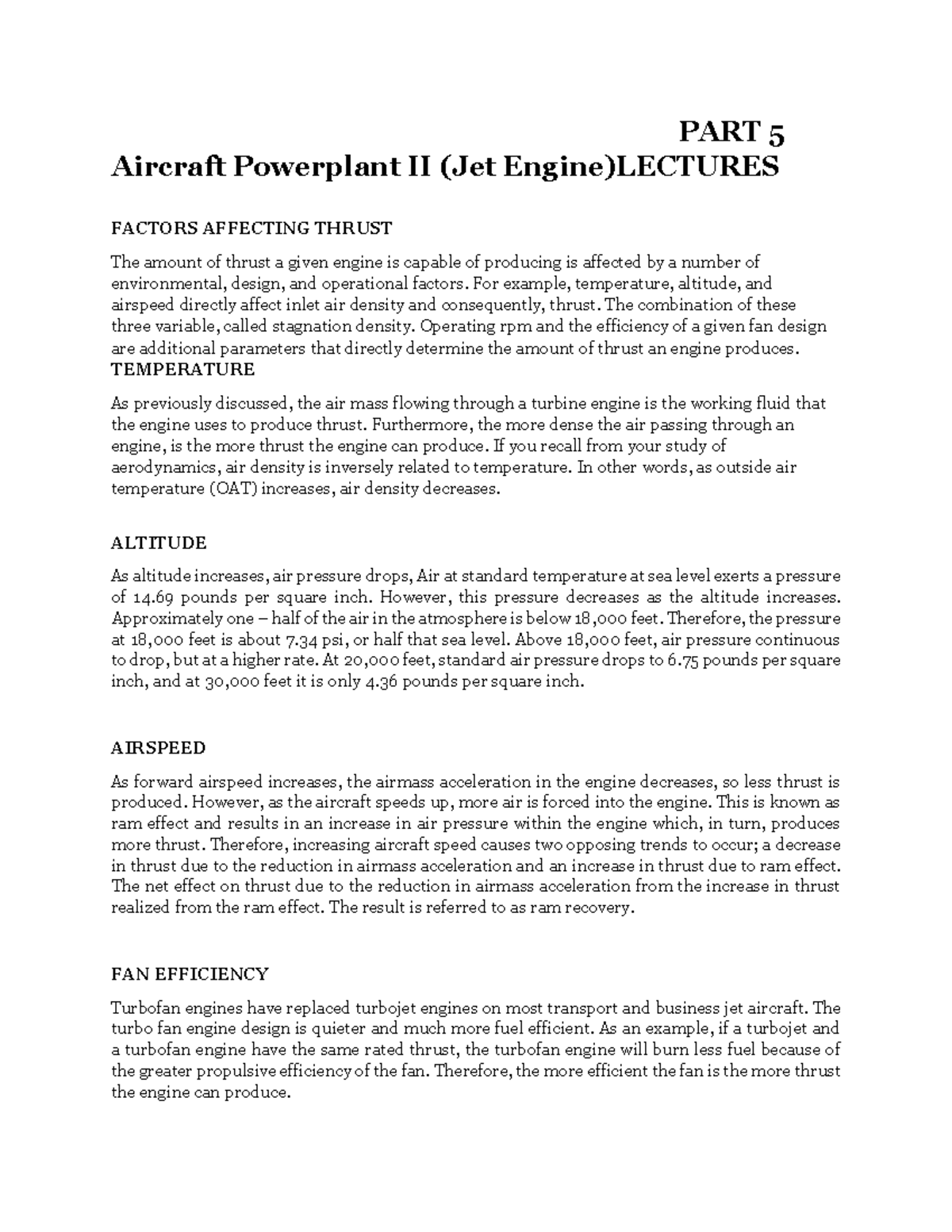 Aircraft Powerplant II(Jet Engine) Lectures PART 5 Aircraft