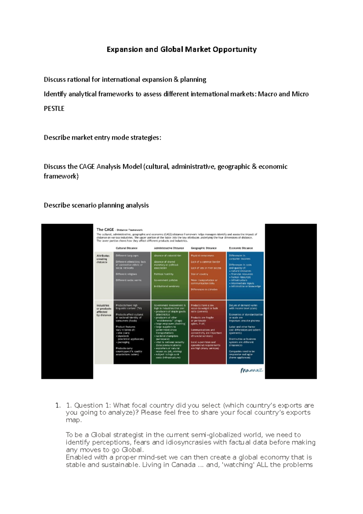 CAGE Framework Expansion and Global Market Opportunity Discuss
