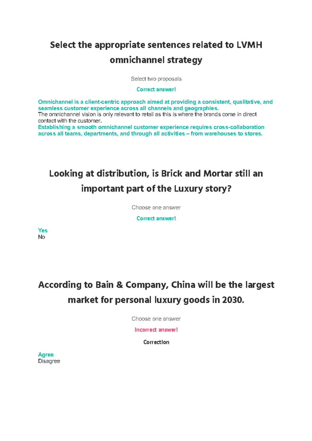 Inside lvmh test 1 - test 1 - Select the appropriate sentences related ...