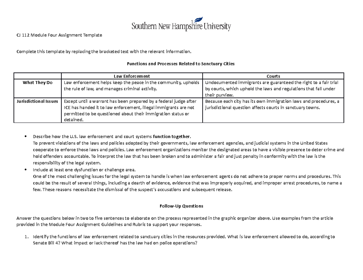 CJ 112 Module Four Assignment Template - CJ 112 Module Four Assignment ...