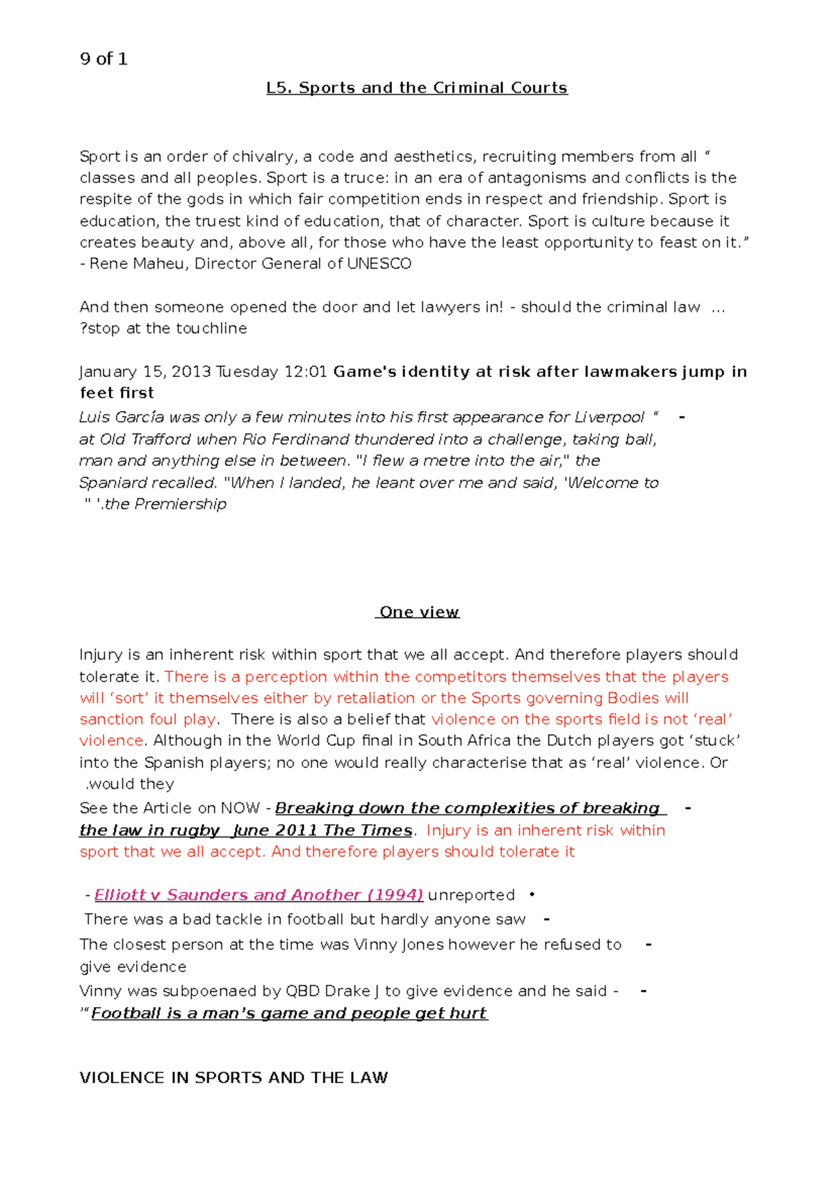 L5. Sports and the Criminal Courts - L5. Sports and the Criminal Courts ...