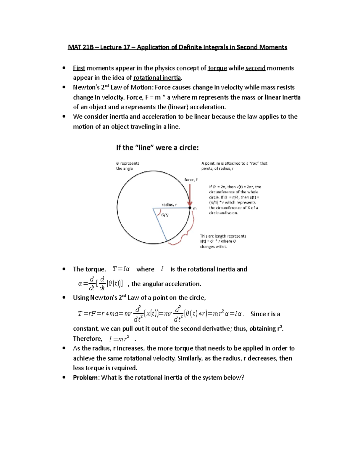 MAT 21B – Lecture 17 – Application Of Definite Integrals In Second ...