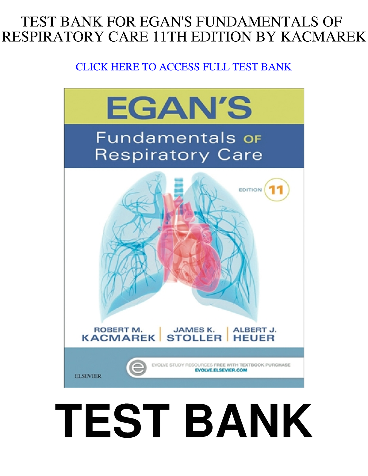 Fundamentals Respiratory Care 11th Kacmarek Test Bank - TEST BANK FOR ...