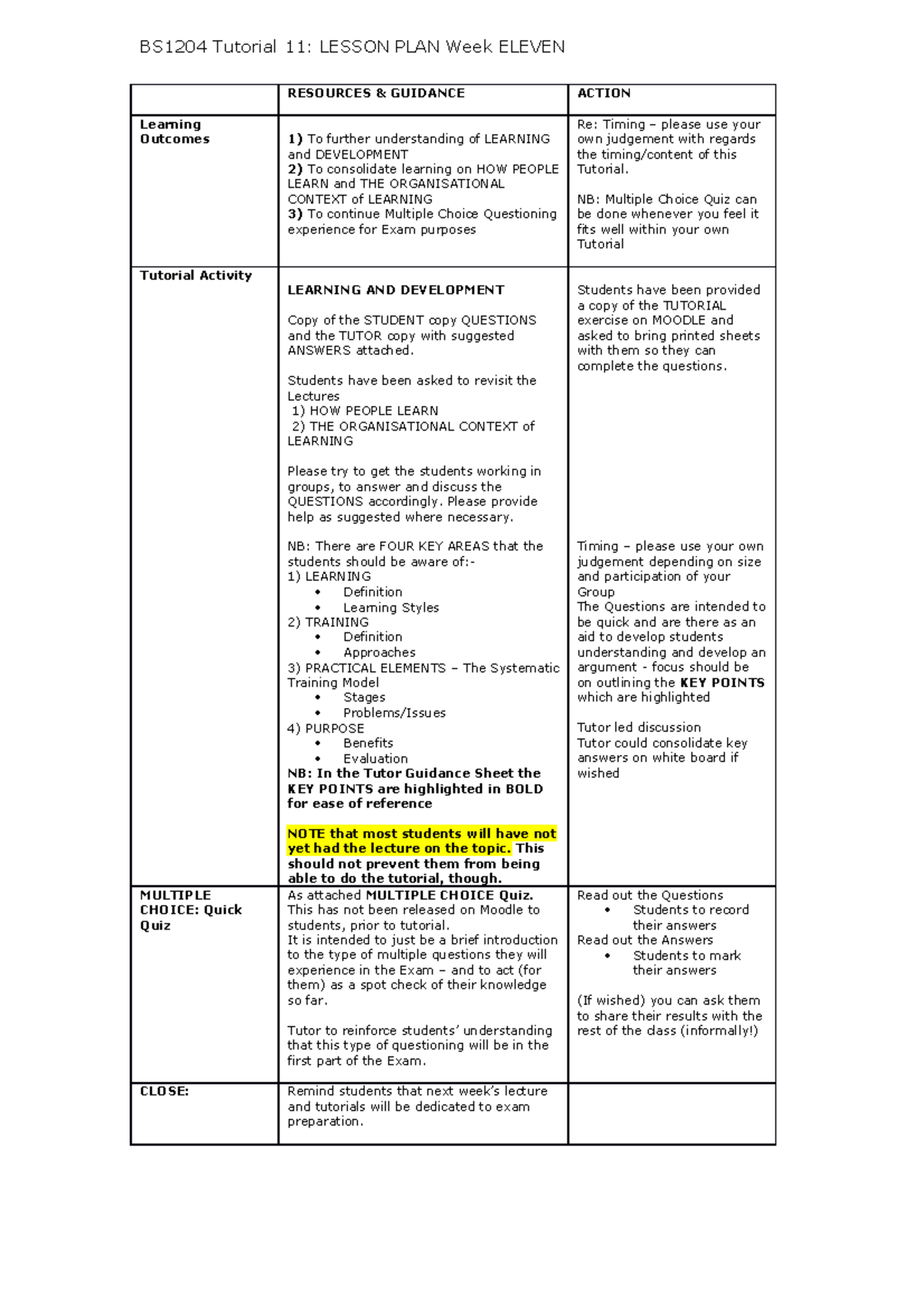 11 Lesson Plan Tutorial L and D 11 PM - RESOURCES & GUIDANCE ACTION ...