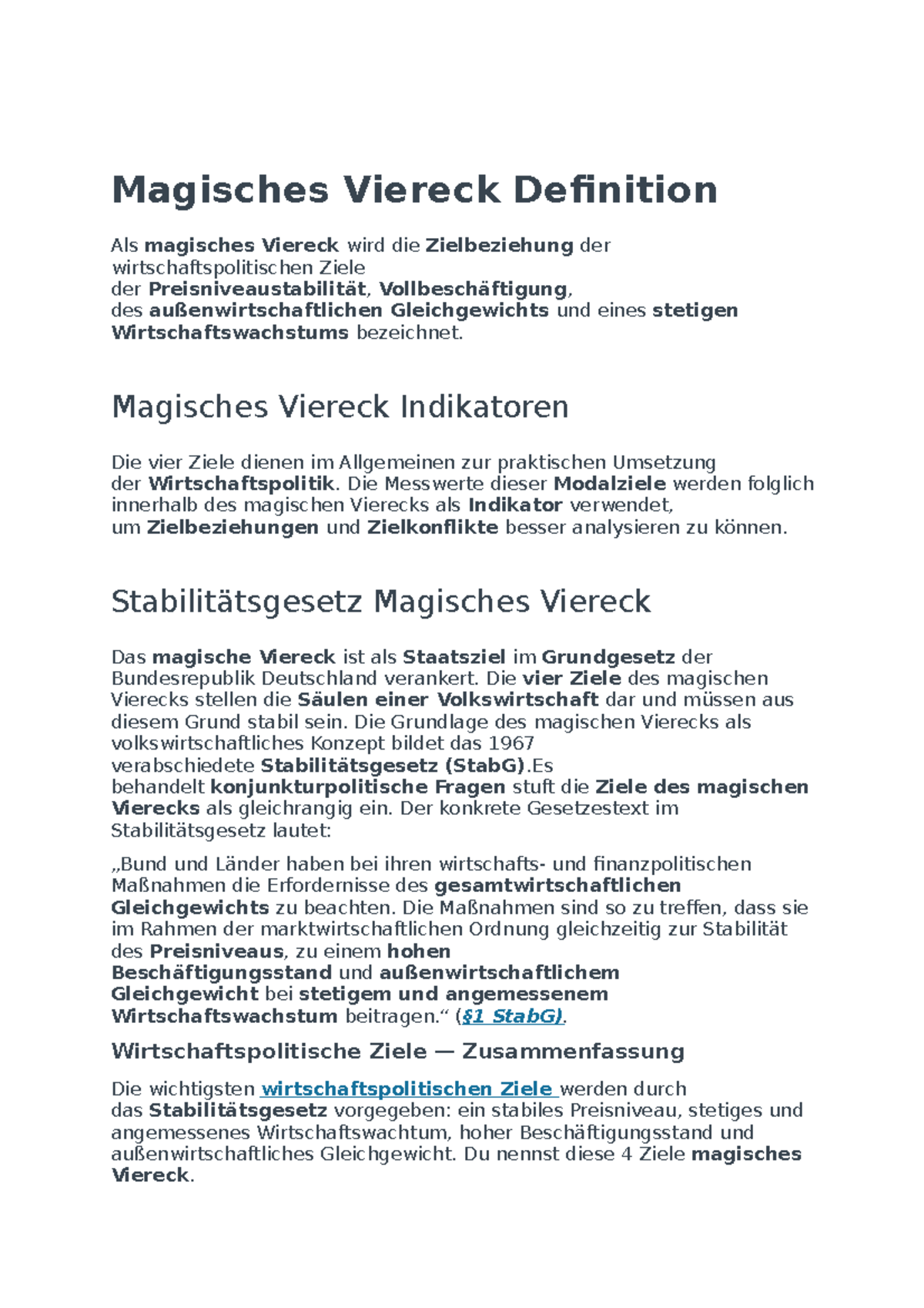 Magisches Viereck Definition - Magisches Viereck Indikatoren Die Vier ...