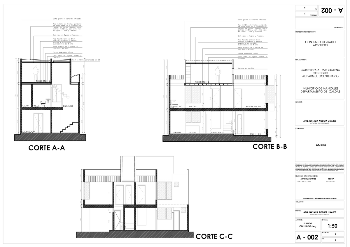 A-002 Cortes Arquitectonicos - 12 34 12 34 56 7 WC ALCOBA ALCOBA N + 2 ...