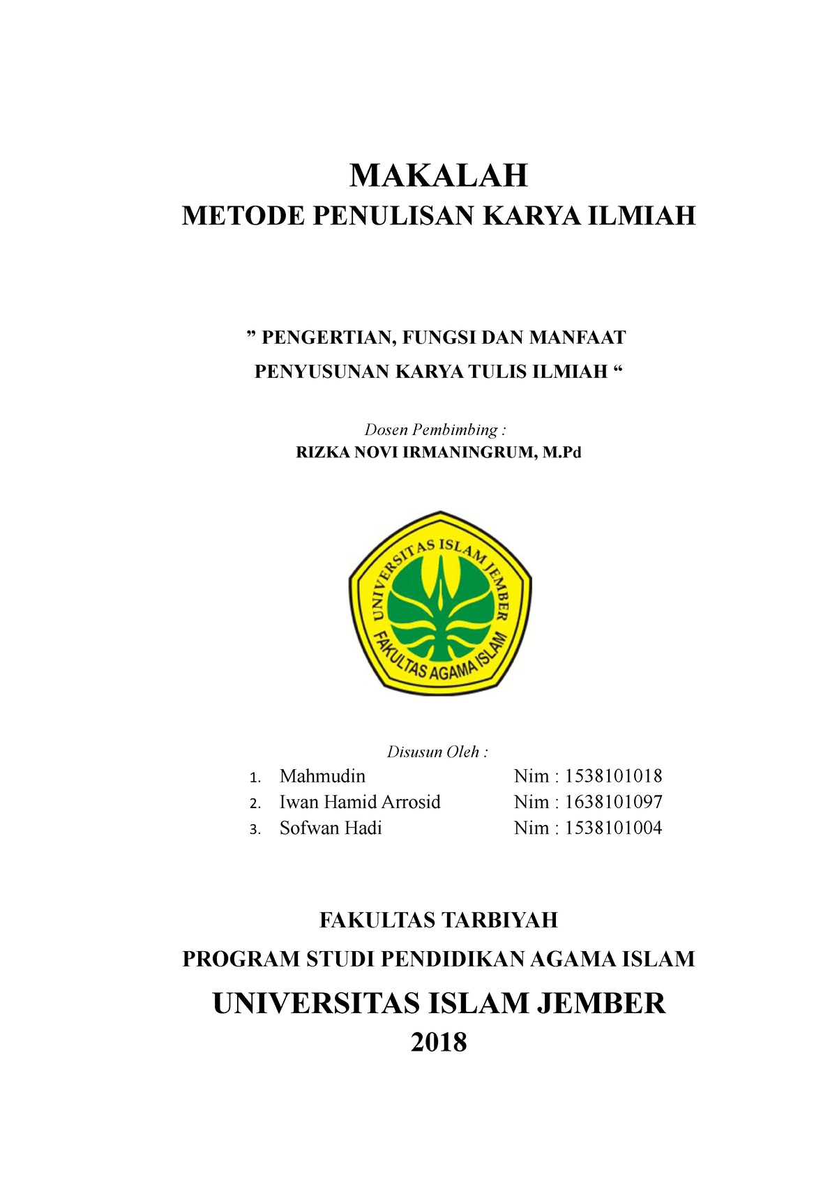 Penyusunan Karya Tulis Ilmiah (karya Ilmiah) - MAKALAH METODE PENULISAN ...