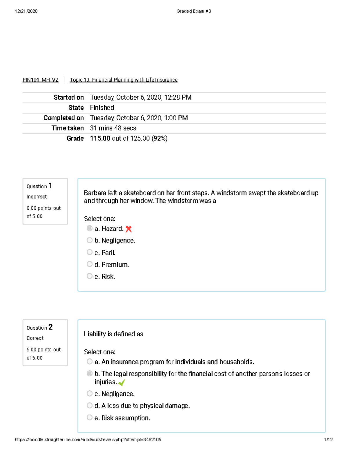 Financial Planning Exam 3 Cheat Sheet FIN101_MH_V2 Topic 10