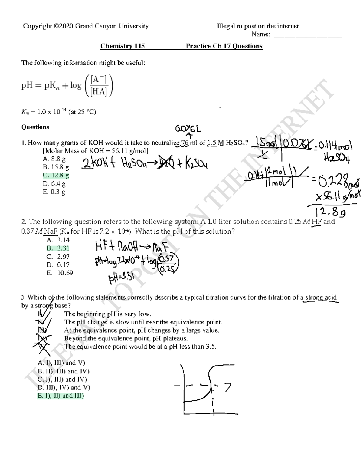 Chp17PQ3 - This is the PQ 3 - Name: ___________________ Chemistry 115 ...