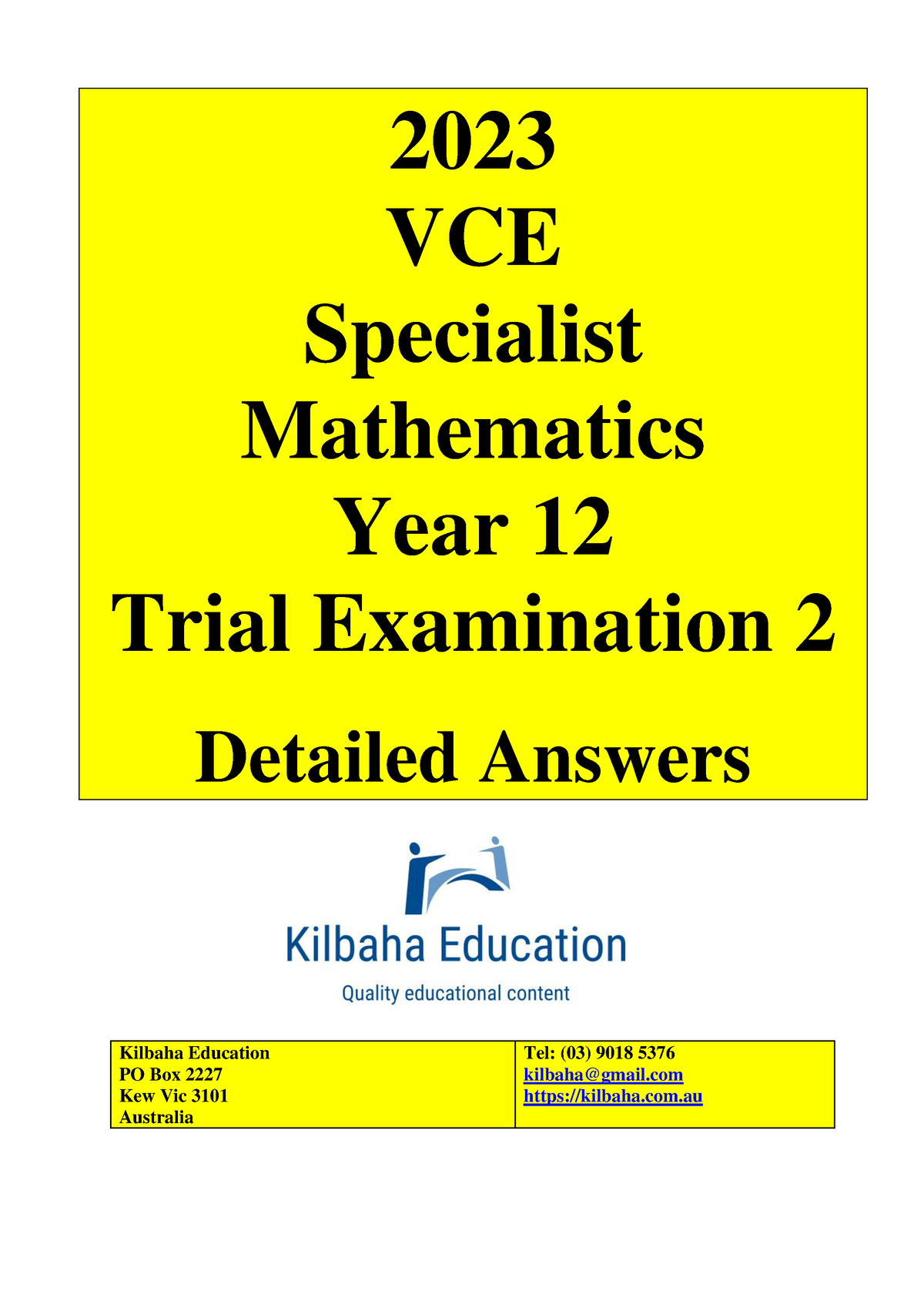 2023 SM34 2A - For Vce Math - 2023 VCE Specialist Mathematics Year 12 ...