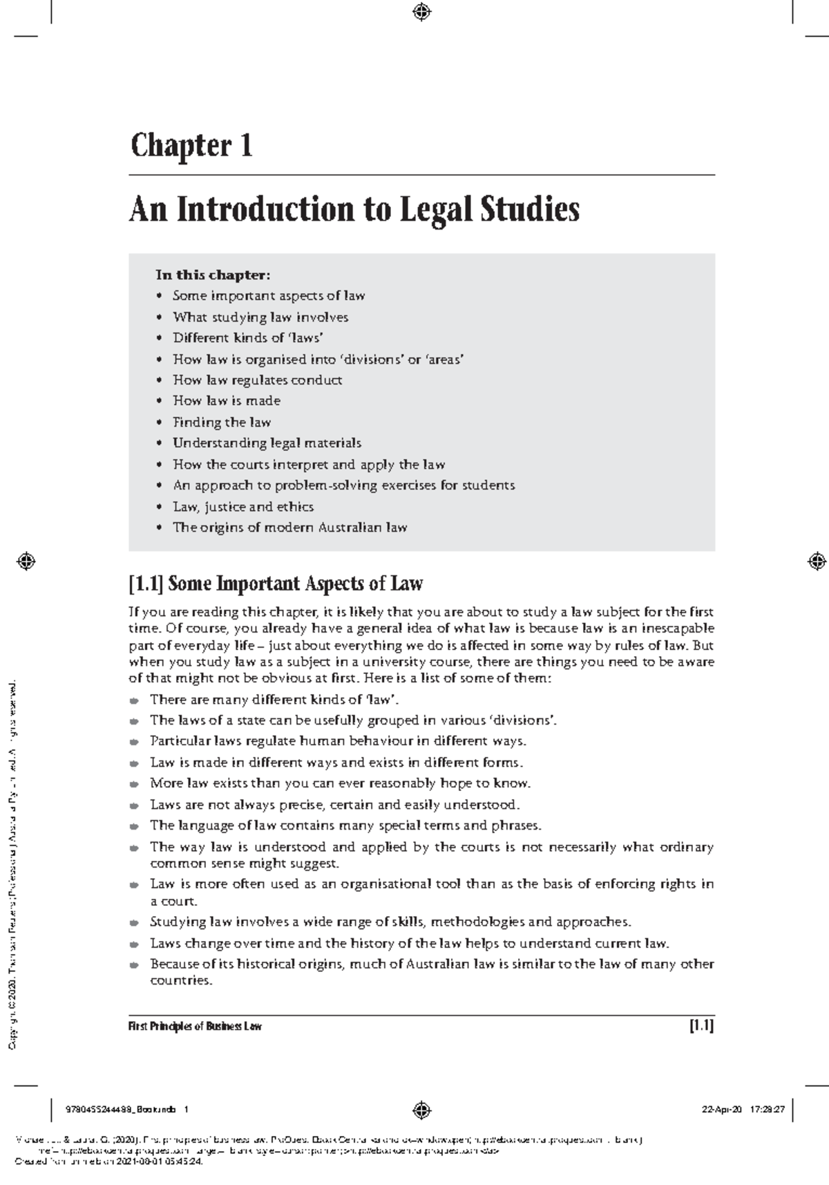 Chapter 1 - First Principles Of Business Law [1] Chapter 1 An ...