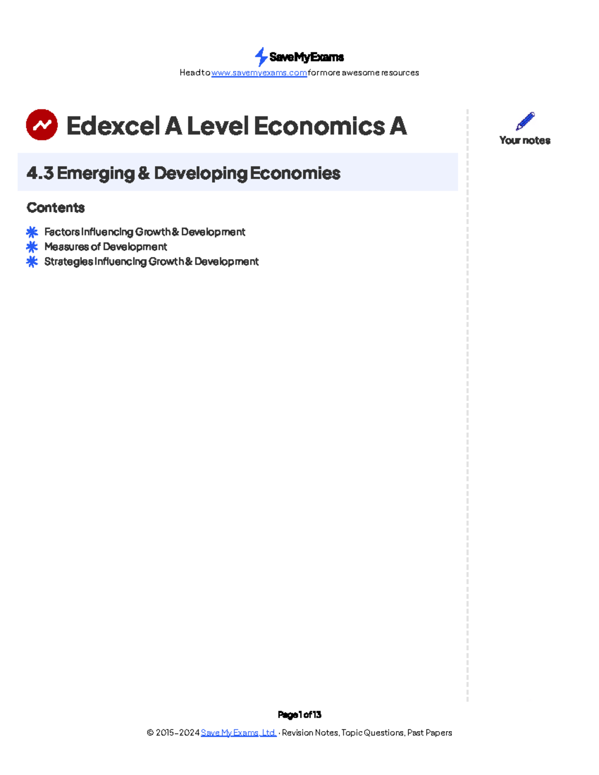 Theme 4.3 econ - Edexcel A Level Economics A 4 Emerging & Developing ...