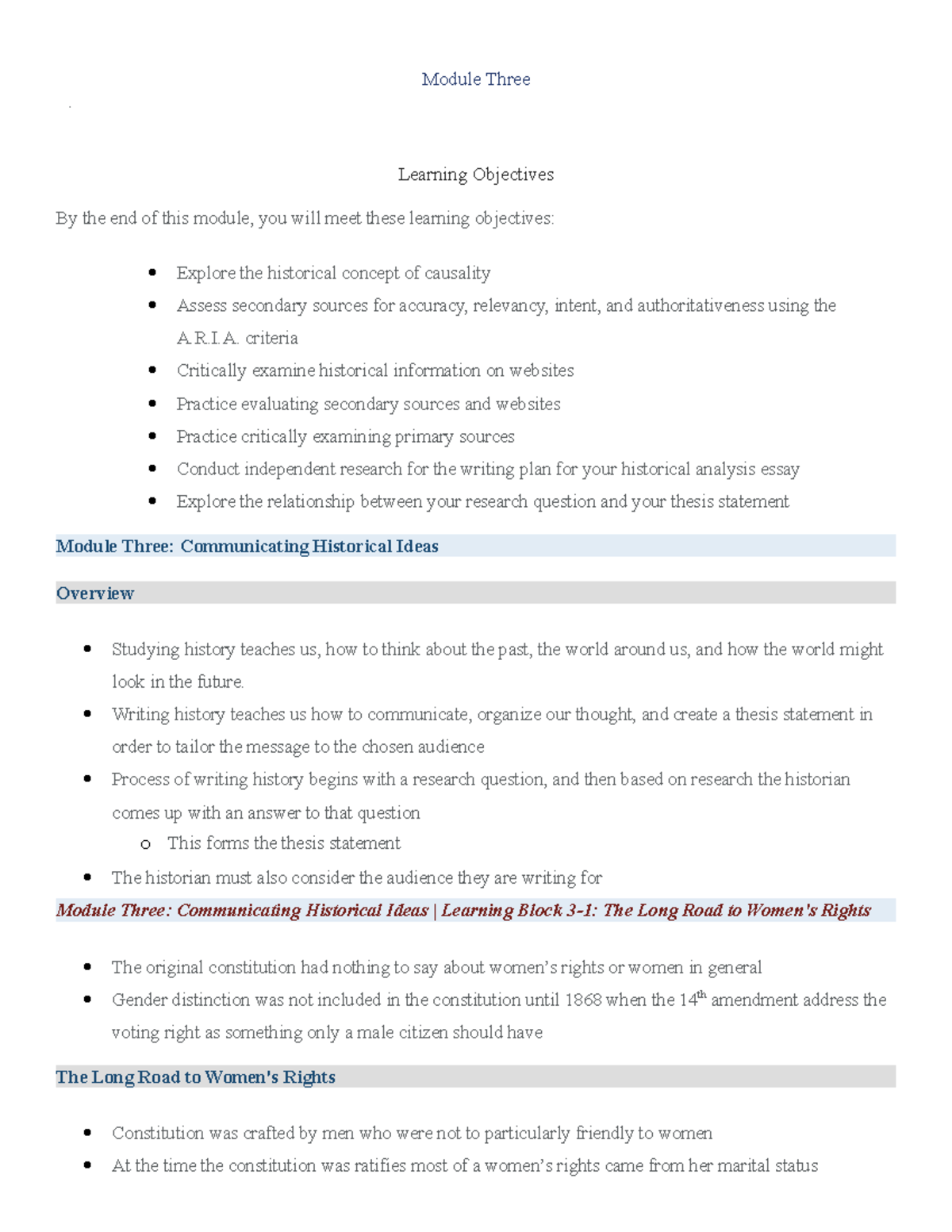 Module 3 - Module Three Learning Objectives By the end of this module ...