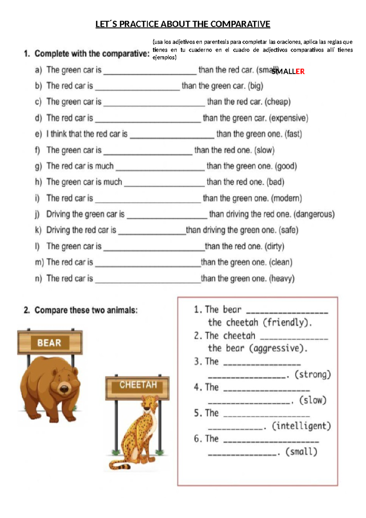 Practice About Comparative 5 A-B - ingles - LET ́S PRACTICE ABOUT THE ...
