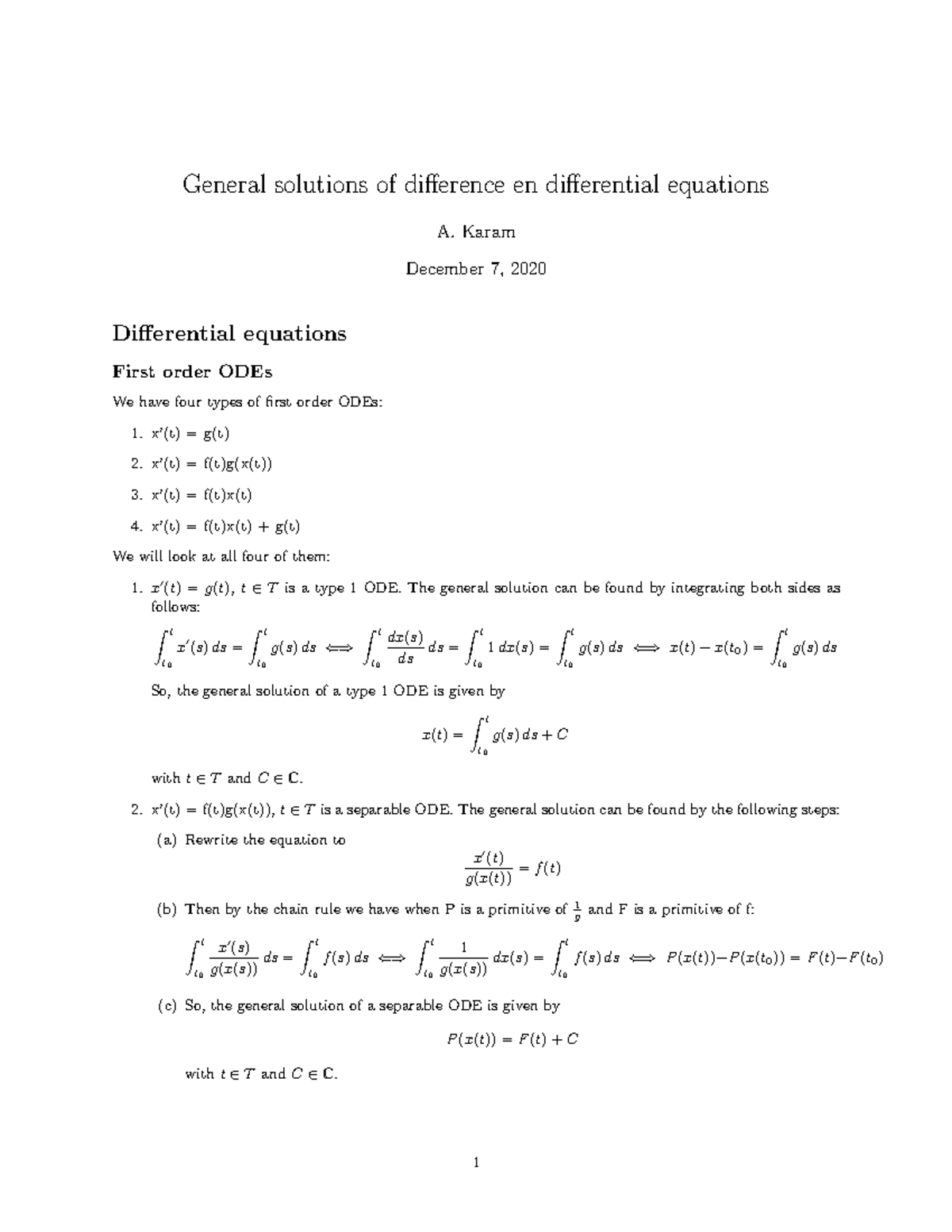 Differential and Difference equations - General solutions of difference ...