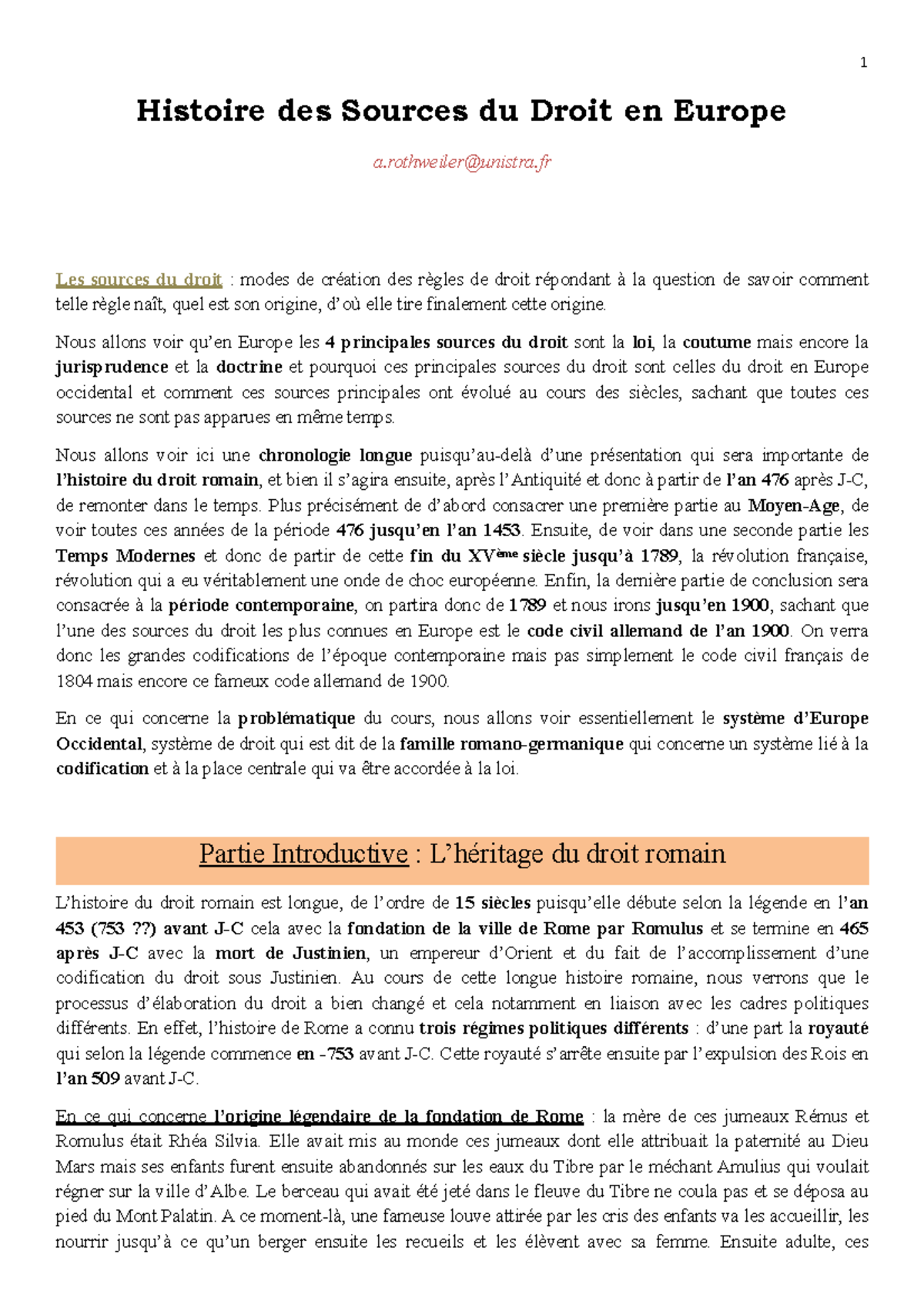 HIsoite des sources europ - Histoire des Sources du Droit en Europe a ...