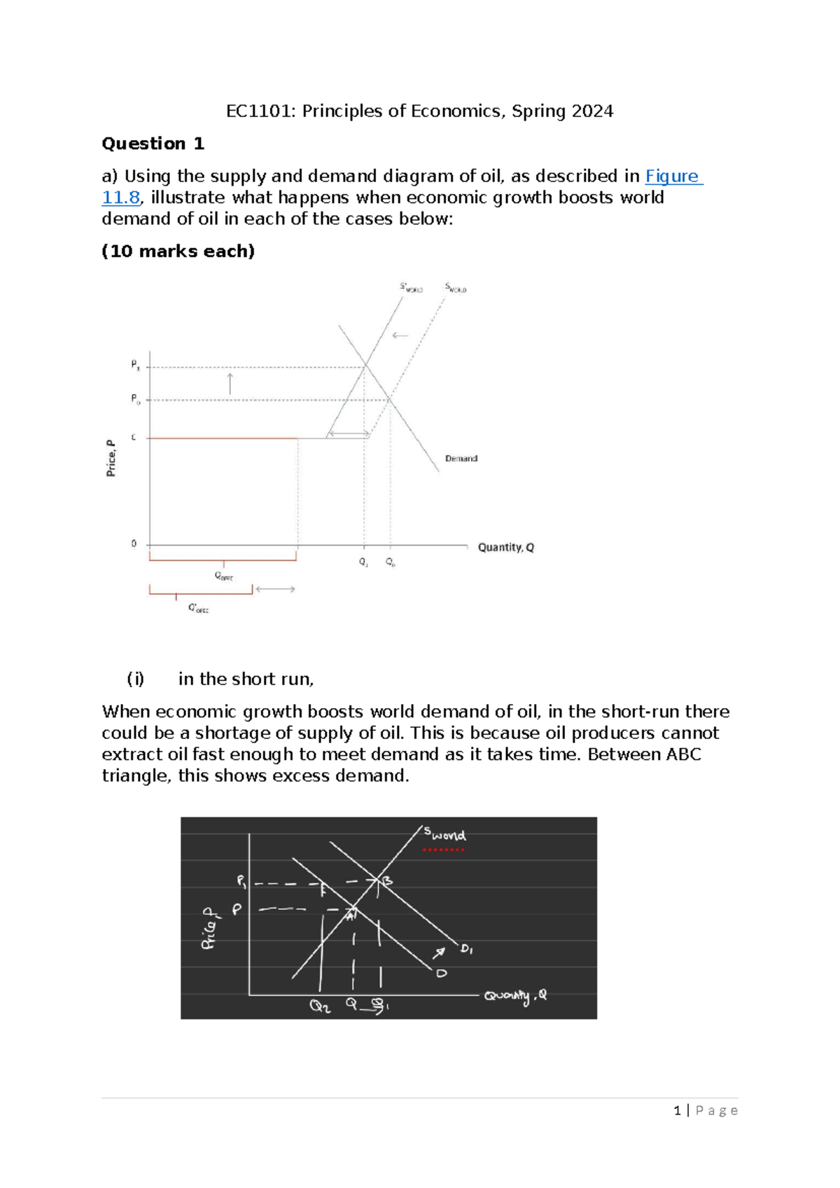 Hw 3 - HW3 - EC1101: Principles of Economics, Spring 2024 Question 1 a ...