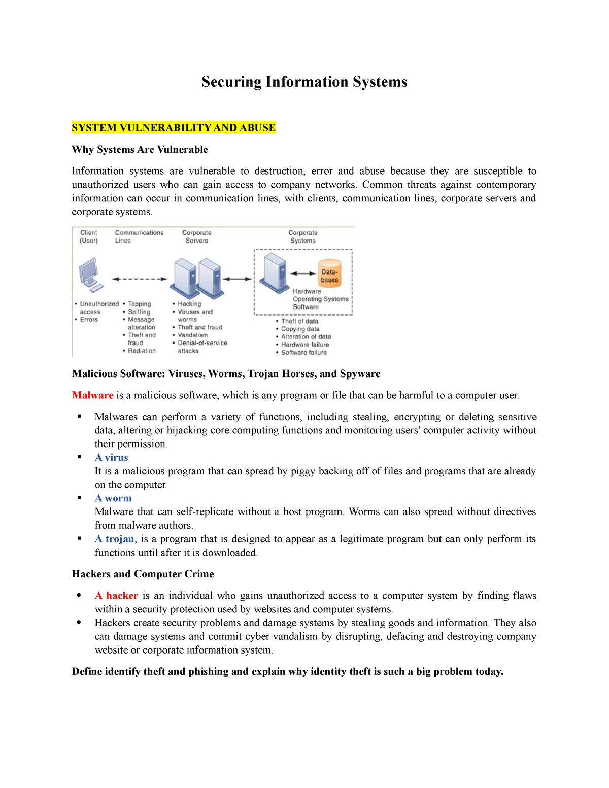 Securing Information Systems - Securing Information Systems SYSTEM ...