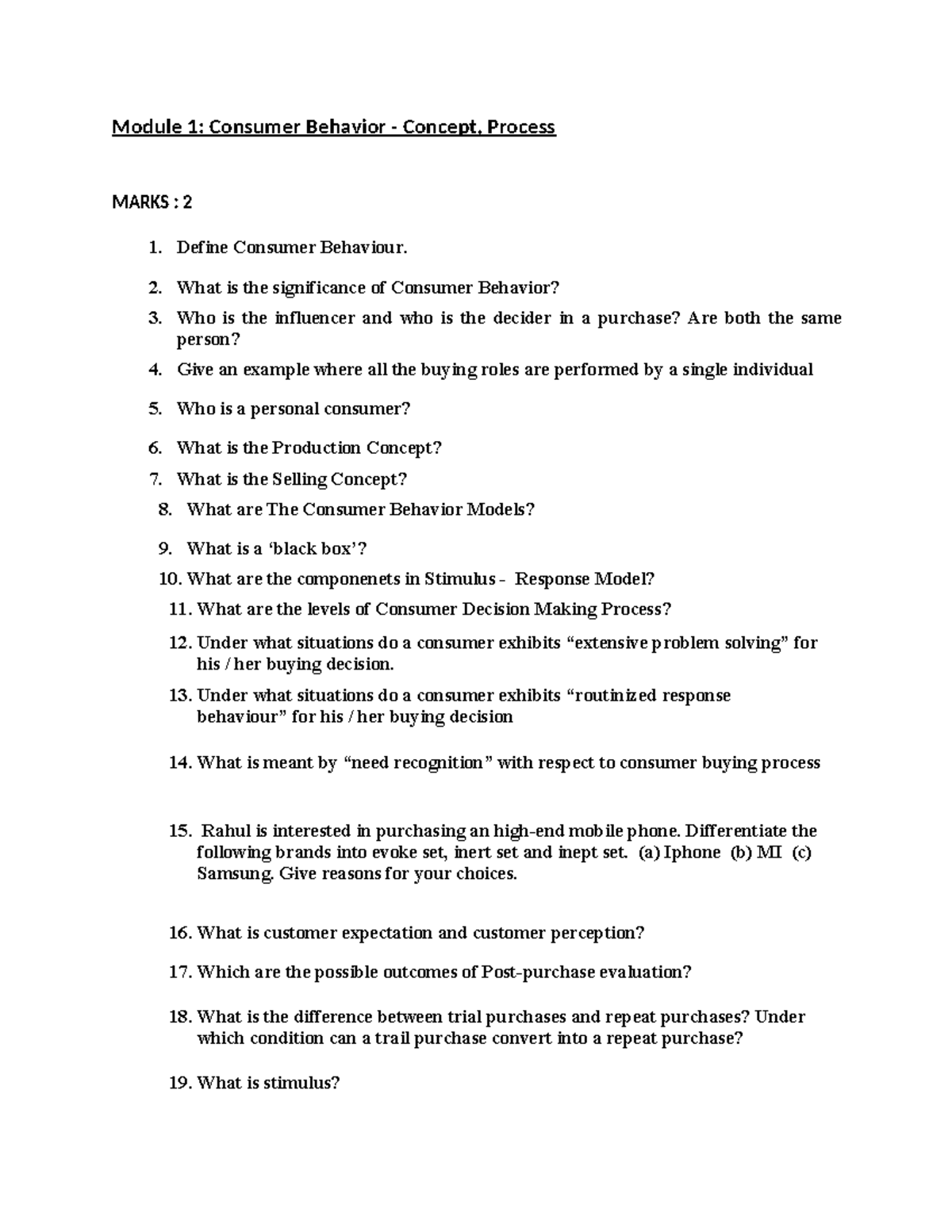 Module 1 CB - aaa - Module 1: Consumer Behavior - Concept, Process ...
