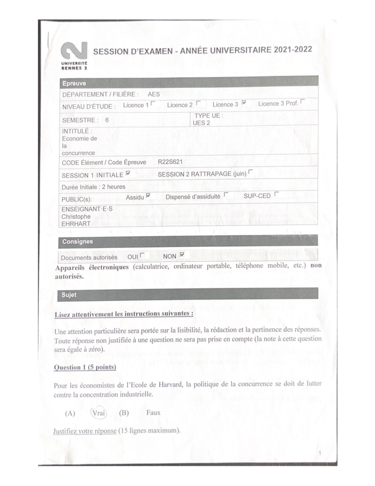 Notes - aes - Economie de la concurrence - Studocu