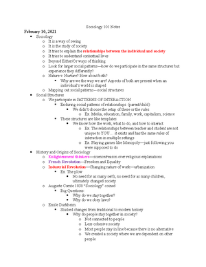 SOC 101 CHP 1 - Lecture Notes 1 - SOC 101 Chapter 1 Sociology Is One Of ...